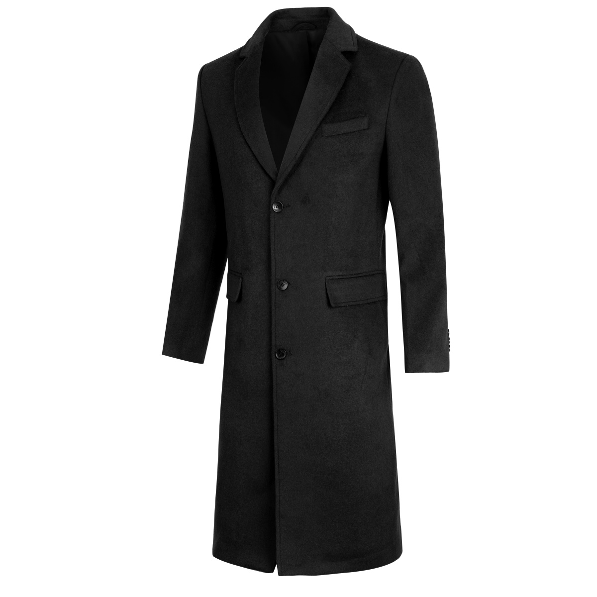 Allthemen Knälång vinterullrock för män Slim Fit Turn-Down Collar Businessrockar herr – bild 2