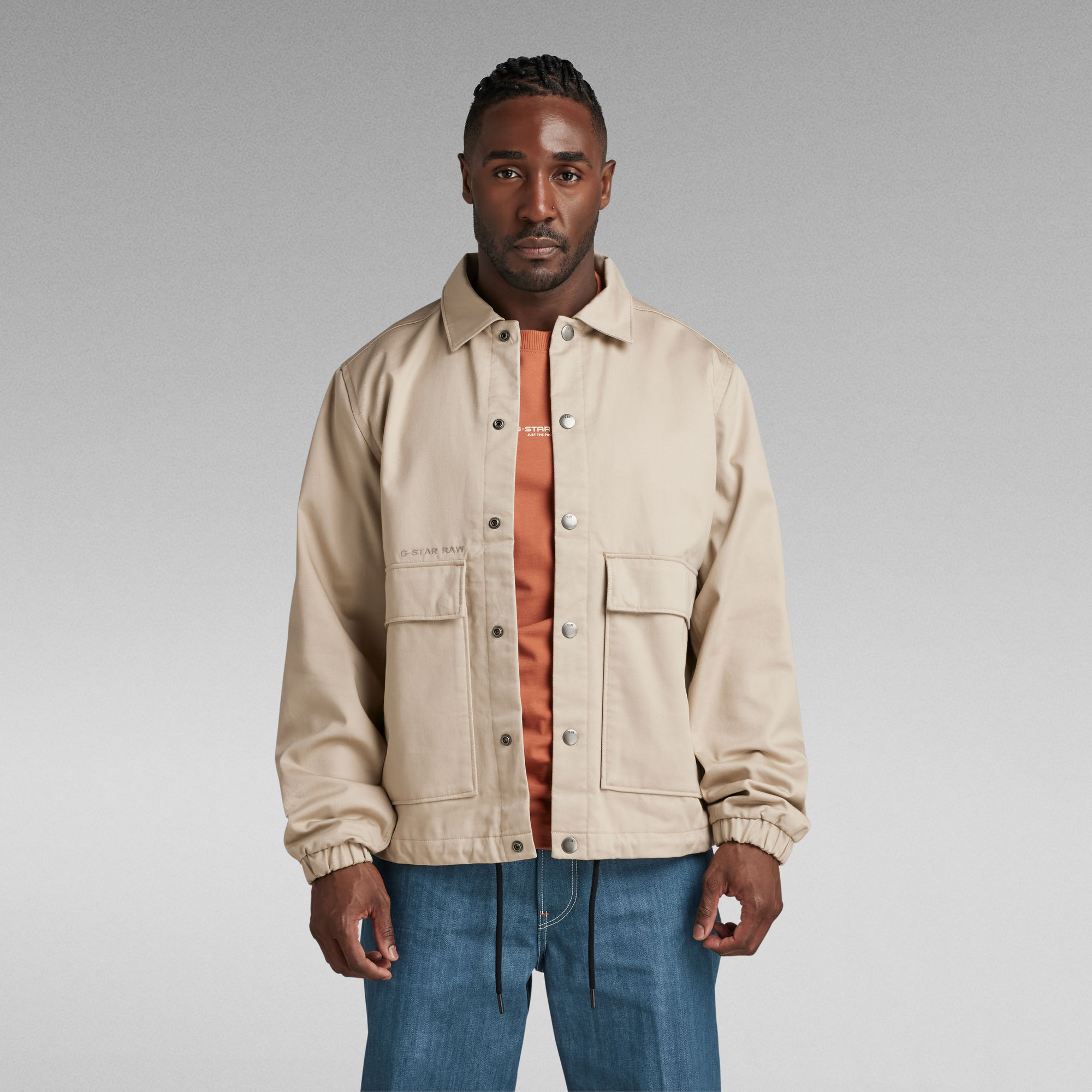 G Star Raw Mens G-Star RAW Coach Jacket - Beige Cotton - Size Medium