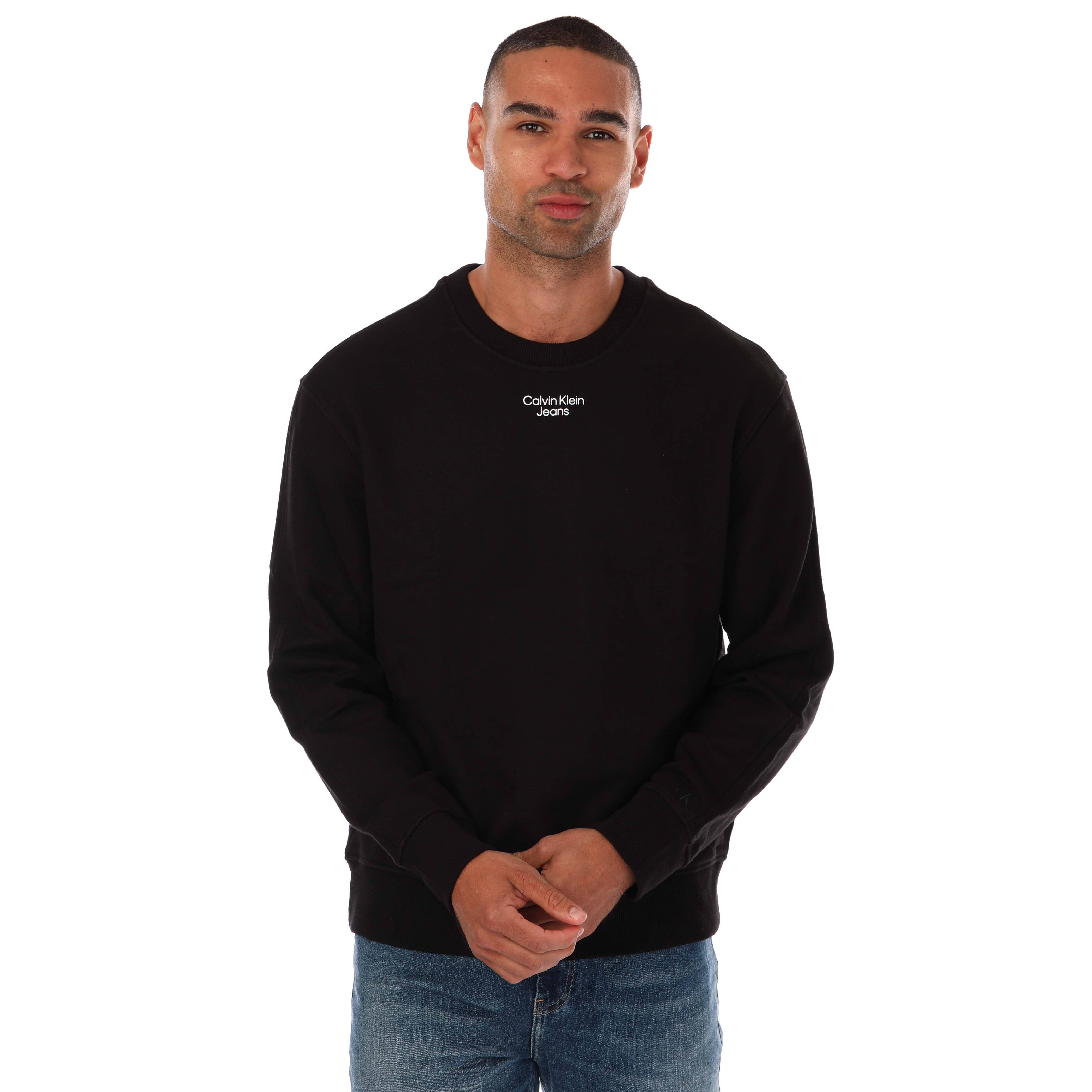 Thumbnail - Herren Calvin Klein Jeans Relaxed Baumwoll-Terry Sweatshirt in Schwarz