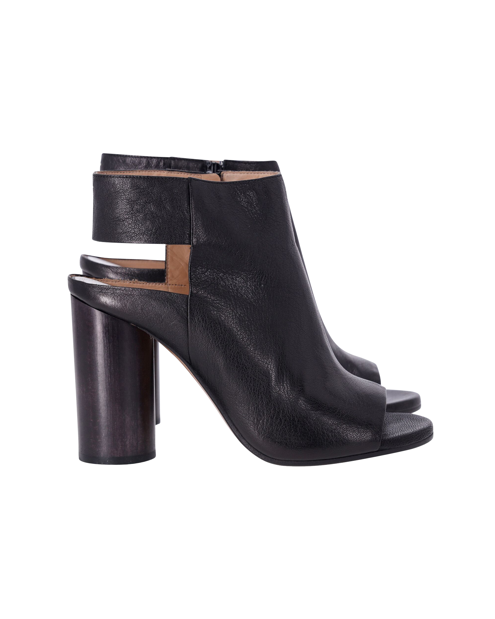 Maison Margiela Aussengeschnittene Leder-Ankle Boots aus schwarzem Leder