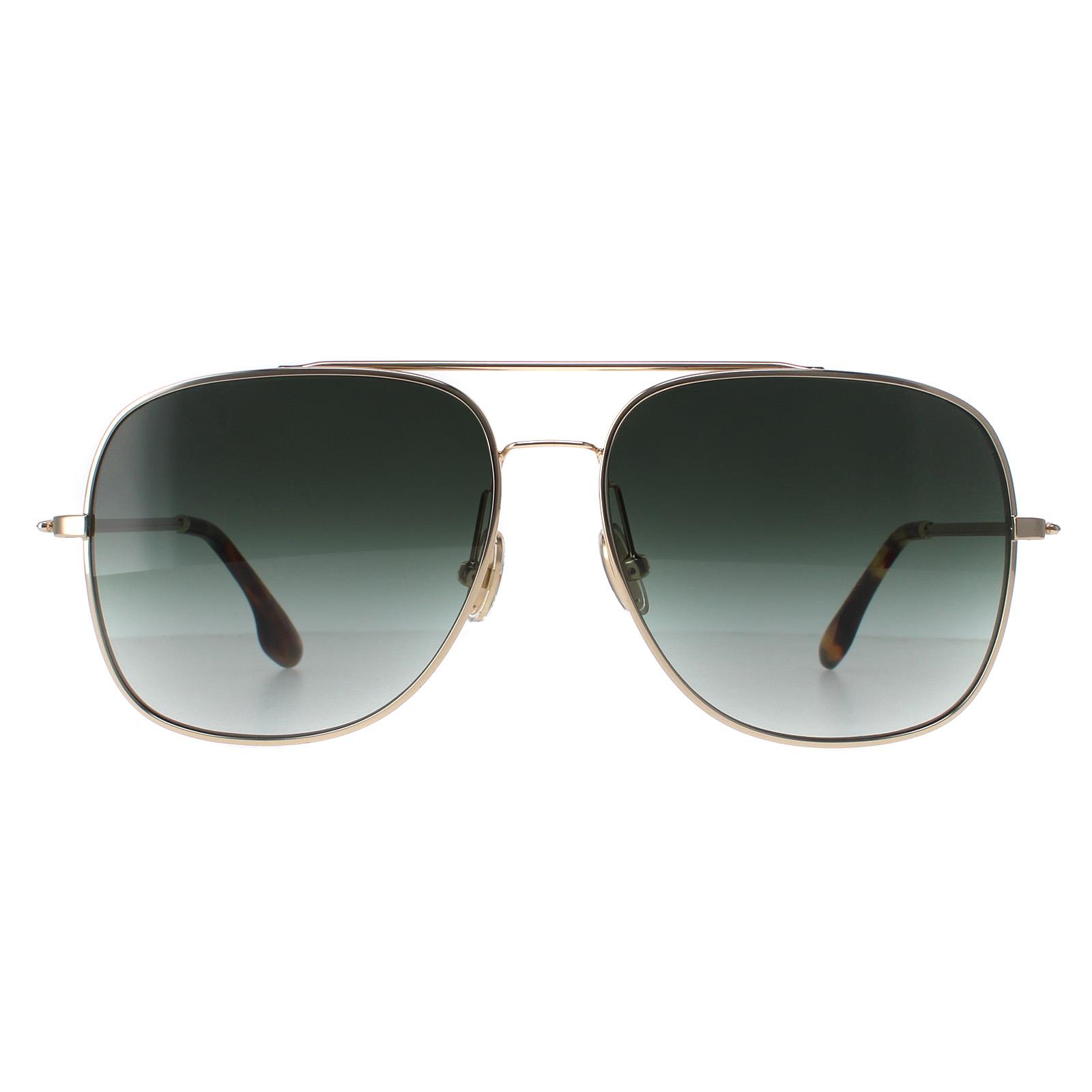 Thumbnail - Victoria Beckham VB215S 700 Lunettes de soleil dÃ©gradÃ© vert dorÃ©