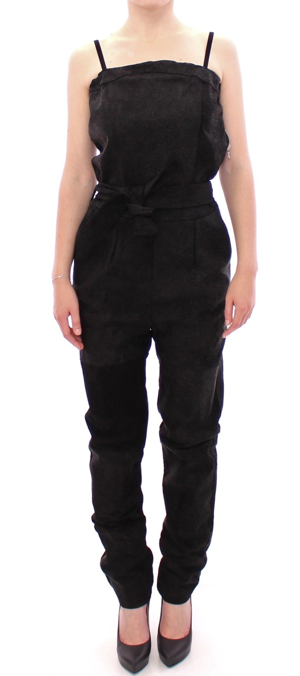 La Maison du Couturier Damen Schwarzer Leder-Jumpsuit