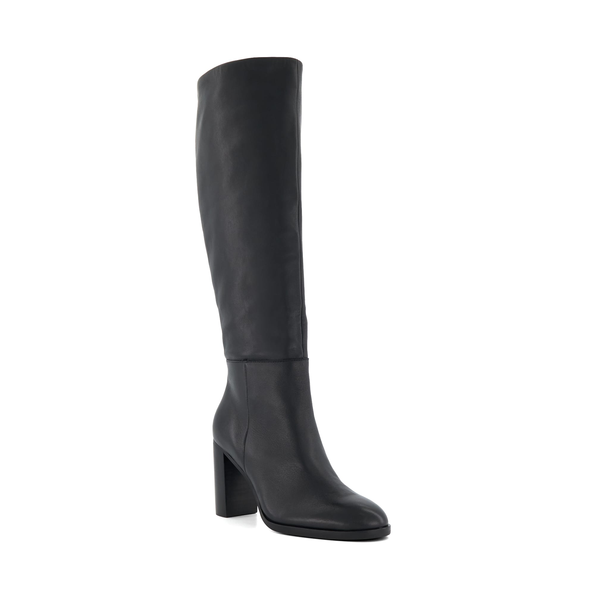 Dune London Womens Ladies SISILY Block-Heeled Knee-High Boots – Black Leather – Size UK 3