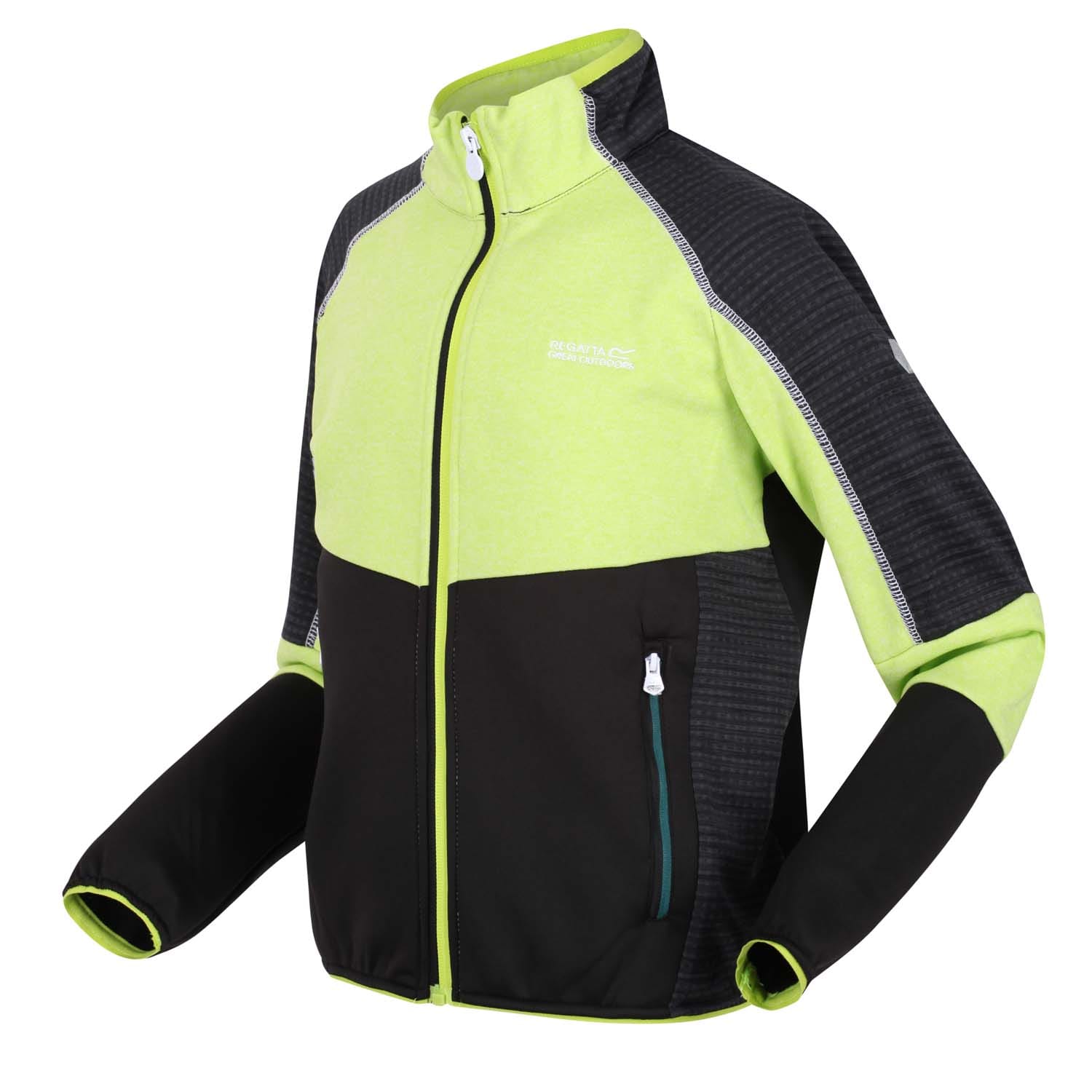 Regatta Juniors Oberon V Softshell Jas in Lime-Zwart