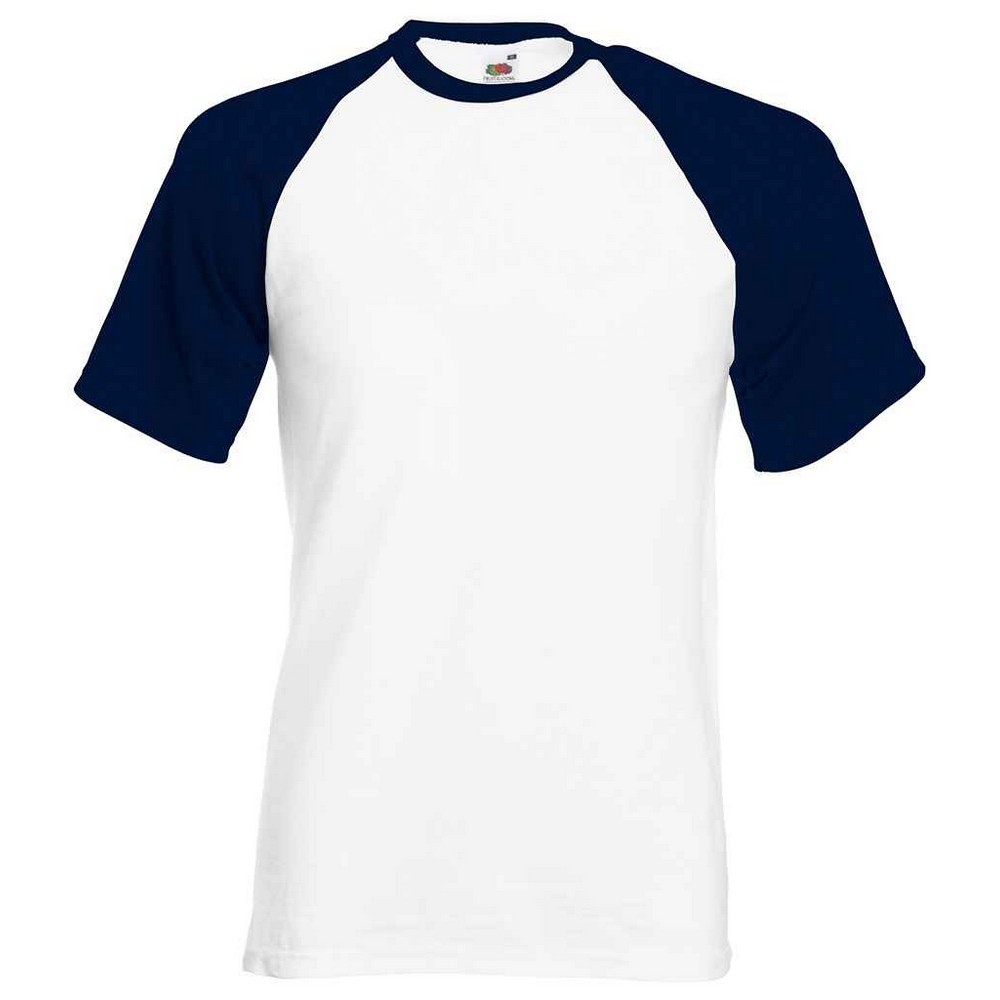 Thumbnail - Fruit of the Loom - T-Shirt für Herren/Damen Unisex - Baseball (Grau meliert/Marineblau)