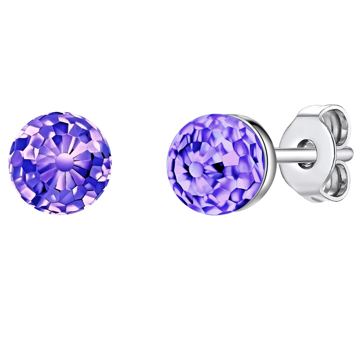 Rafaela Donata Womens Stud Earring Sterling Silver Embellished With Swarovski Crystals Lilac - One Size