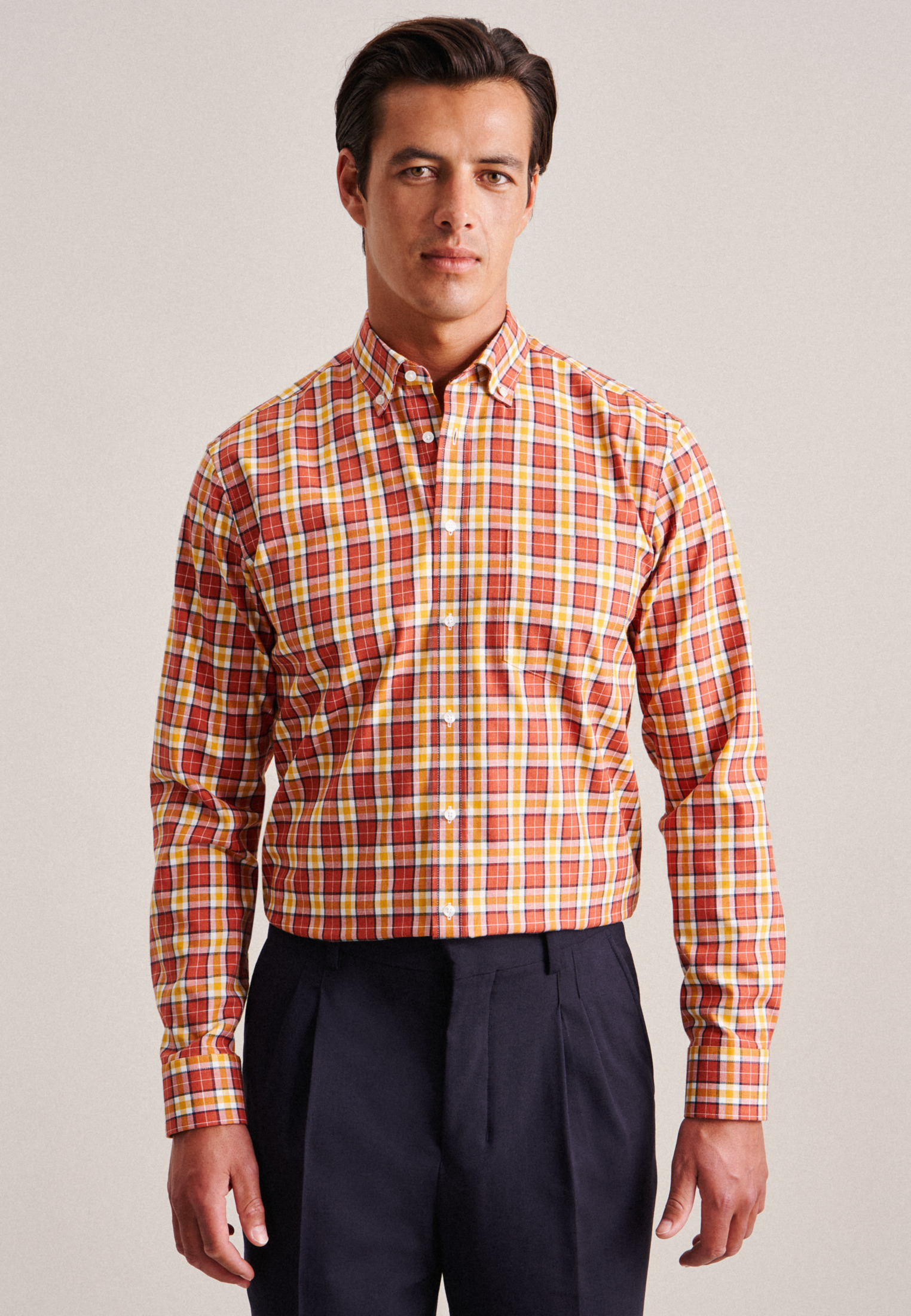 Thumbnail - Flanellhemd Herren Orange