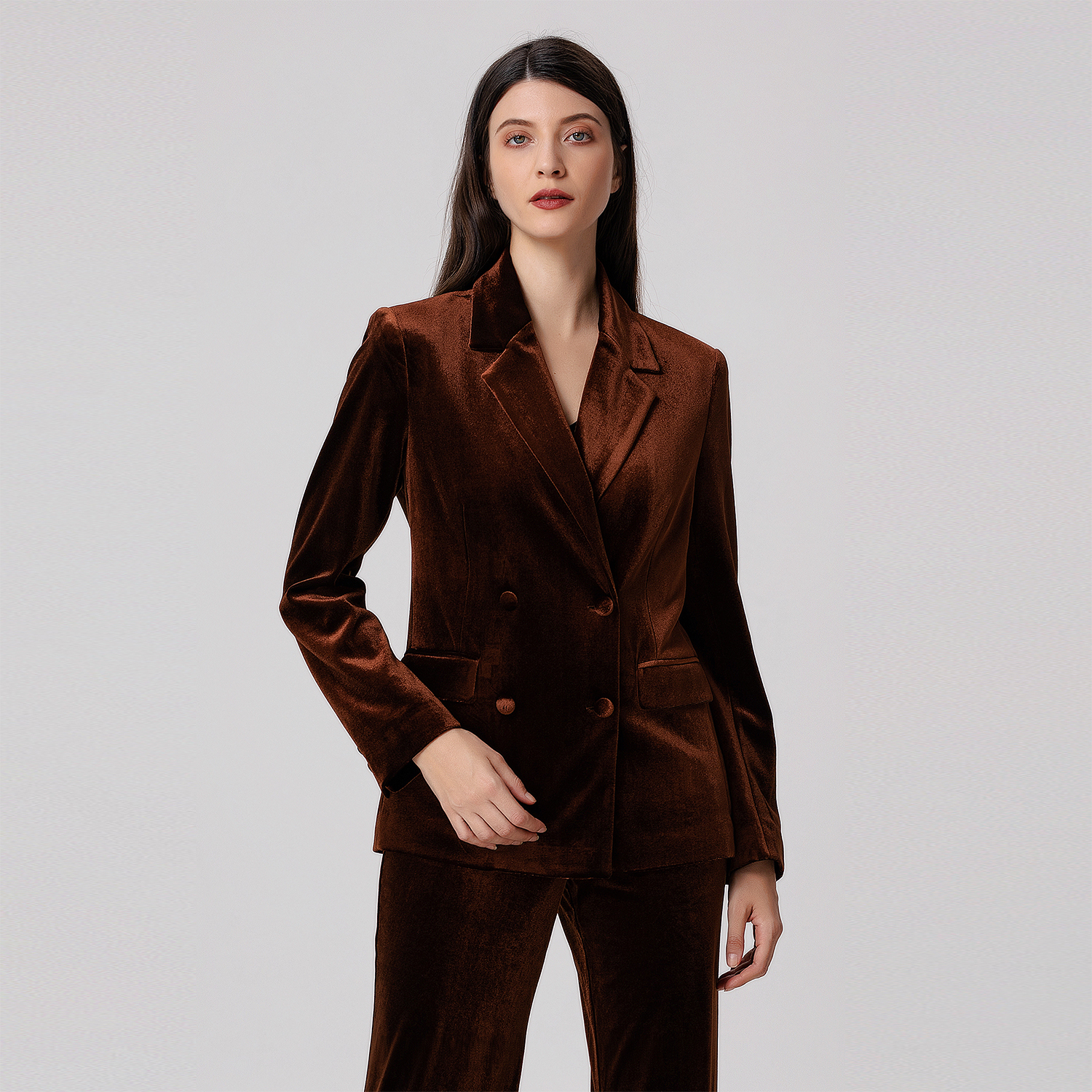 Fluwelen blazer met dubbele rij knopen