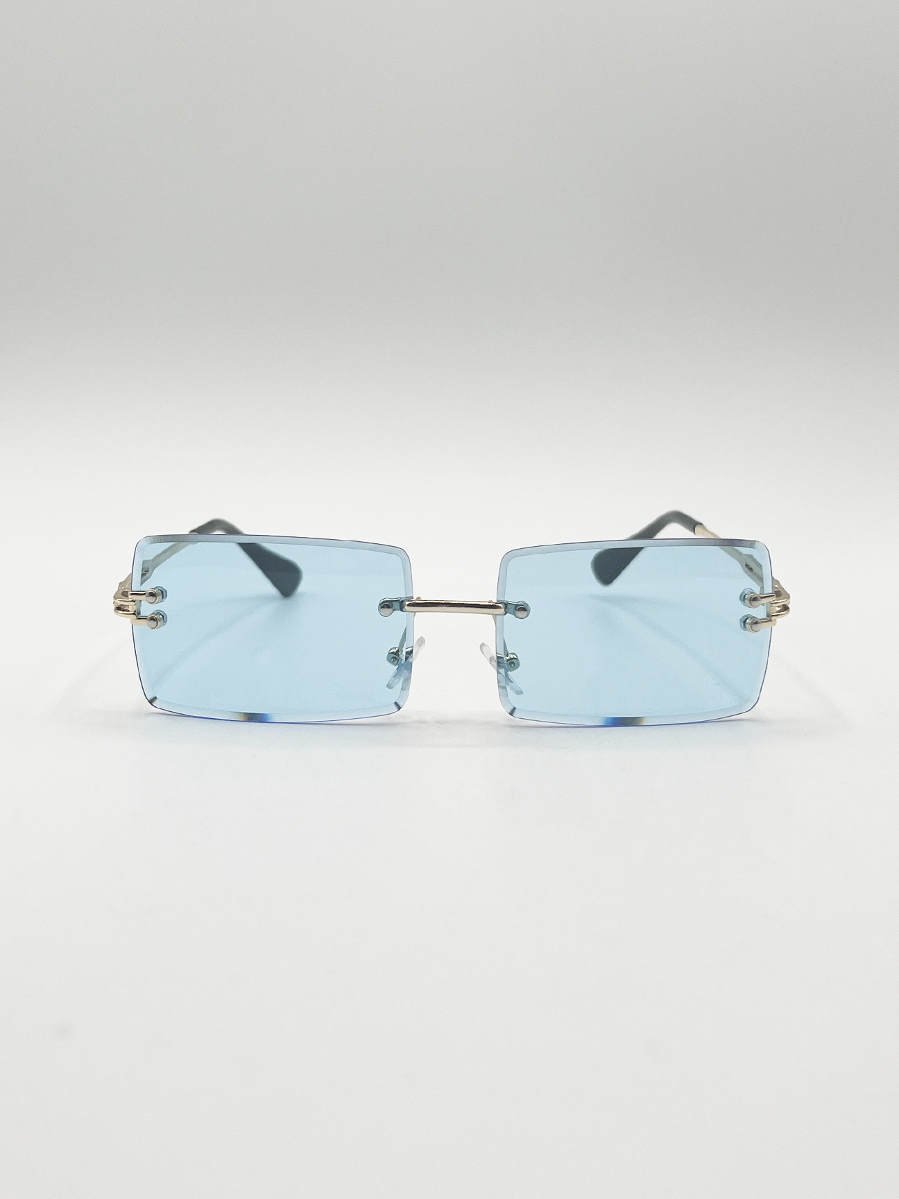 SVNX Womens Frameless Square Sunglasses in Pale Blue Metal - One Size