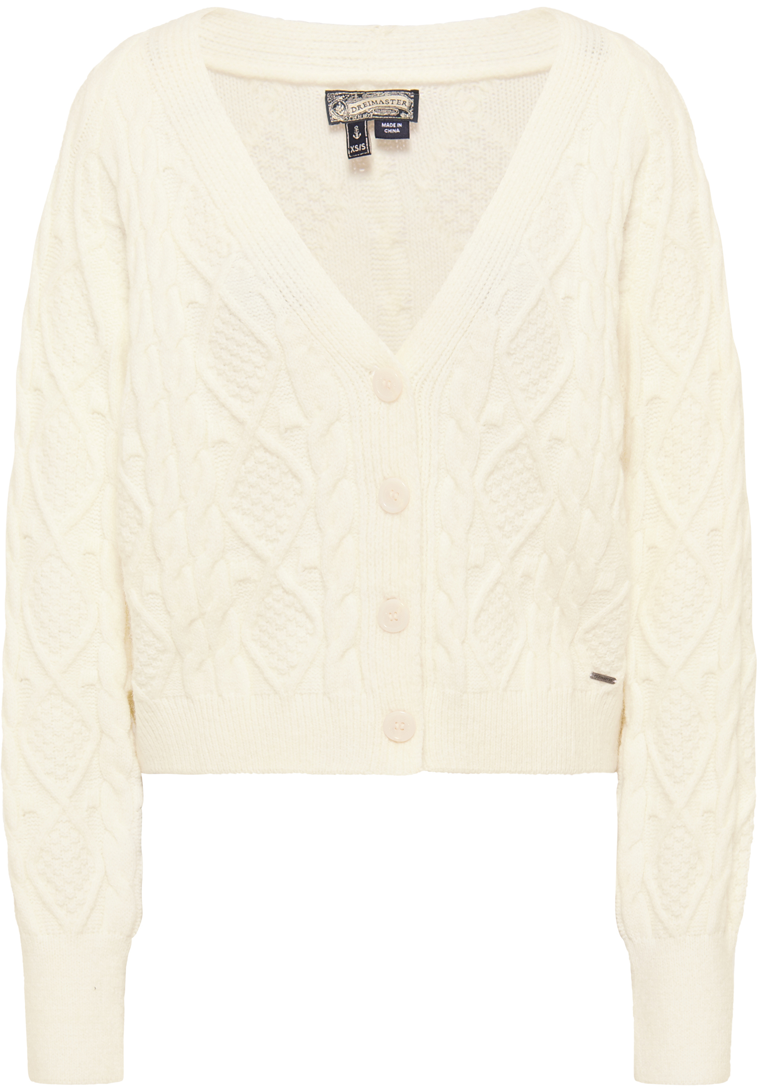 Dreimaster Strickjacke Damen Wollweiß