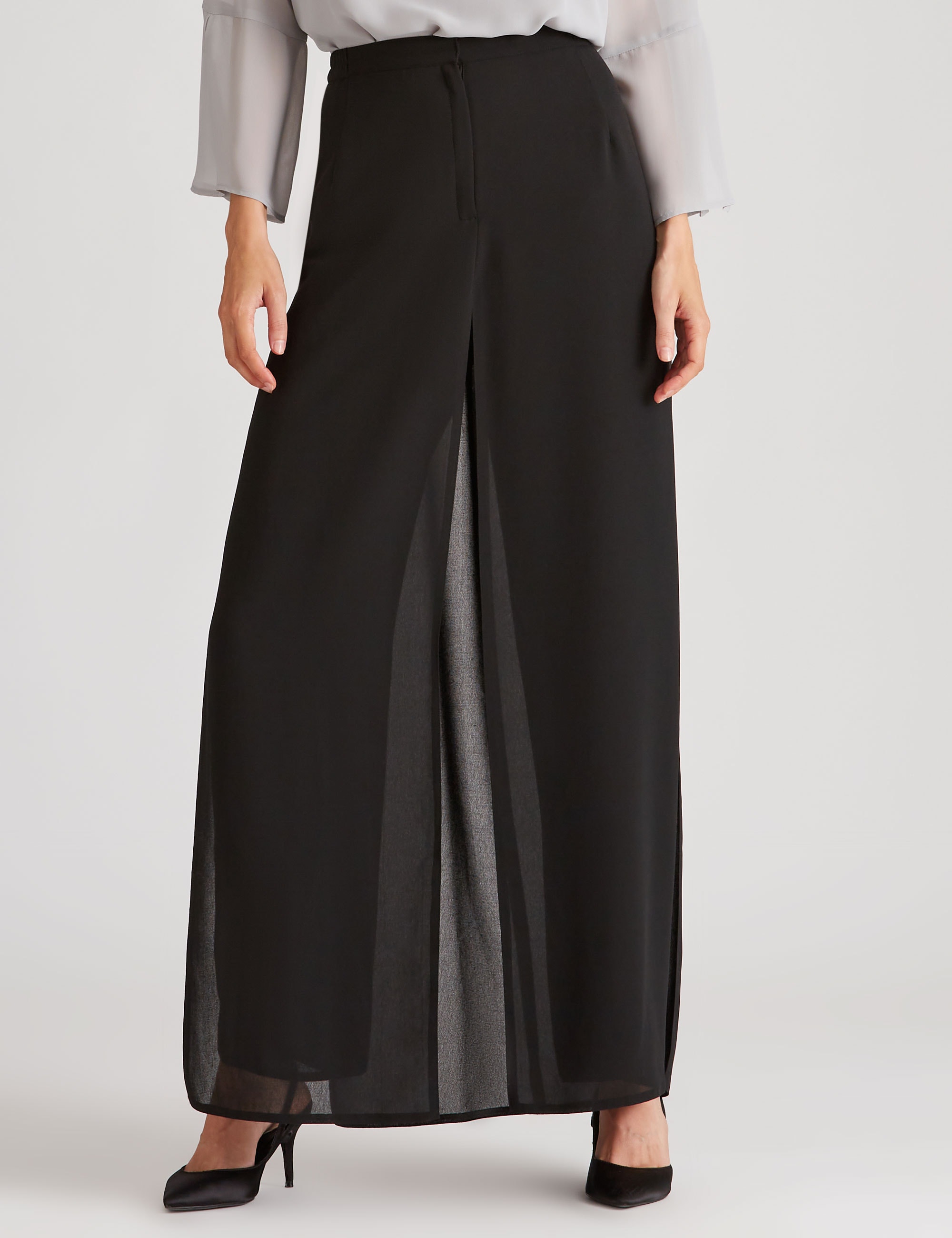 Four Girlz Plain Chiffon Overlay Pants in Black main image 0