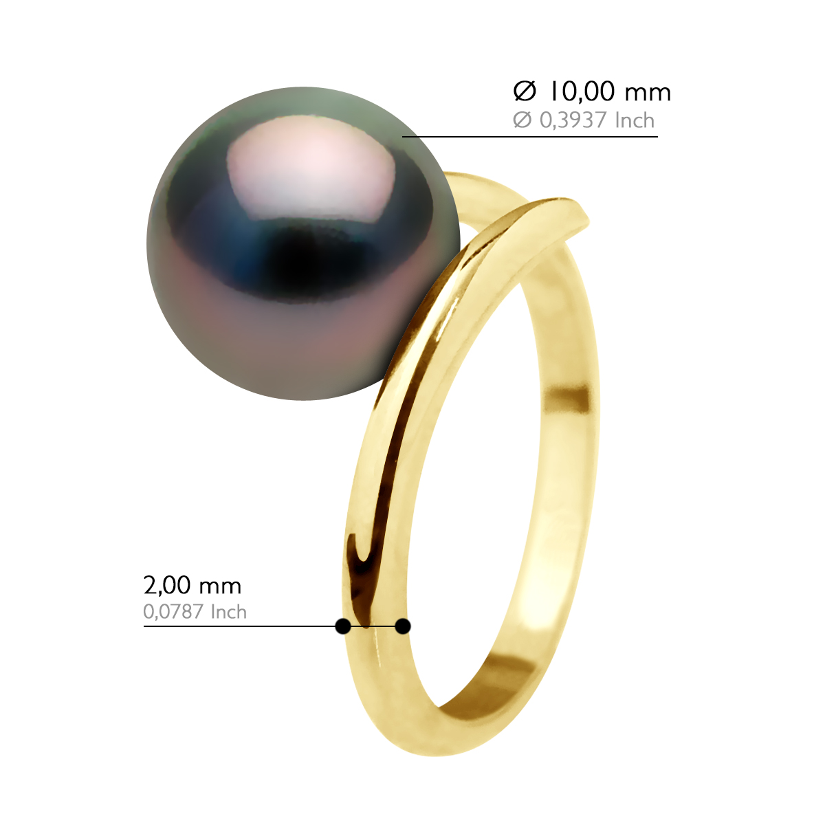 Ateliers Saint Germain Ring Gult guld Äkta odlad Tahitipärla rund 10-11 mm dam – bild 2
