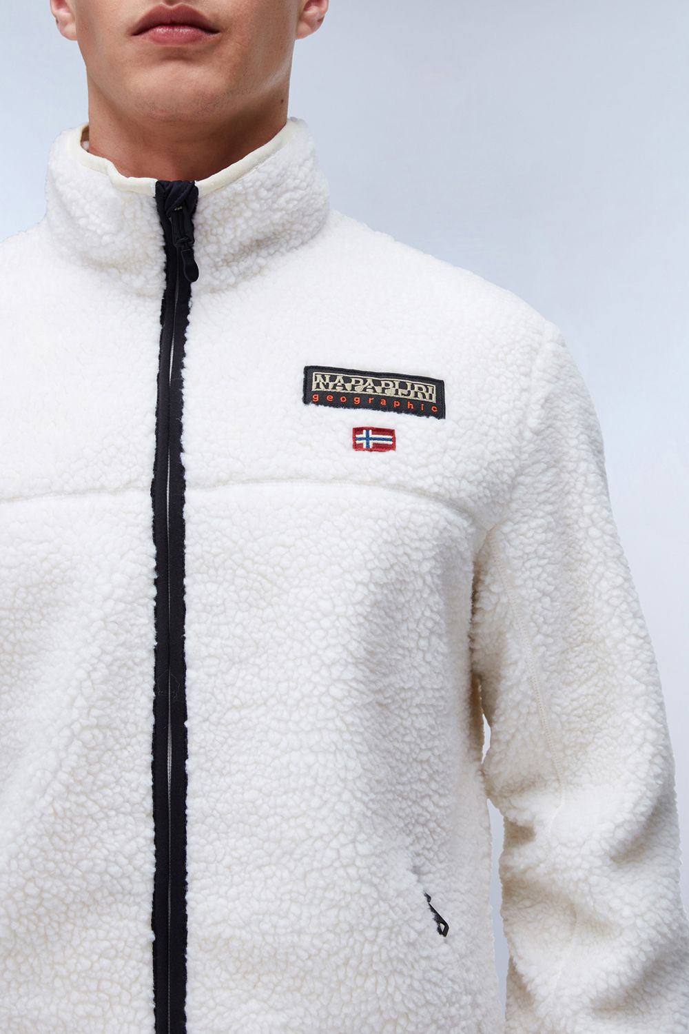 NAPAPIJRI Tynik Sherpa Hel Dragkedja Fleece Vit Häger fleecetröja herr – bild 5