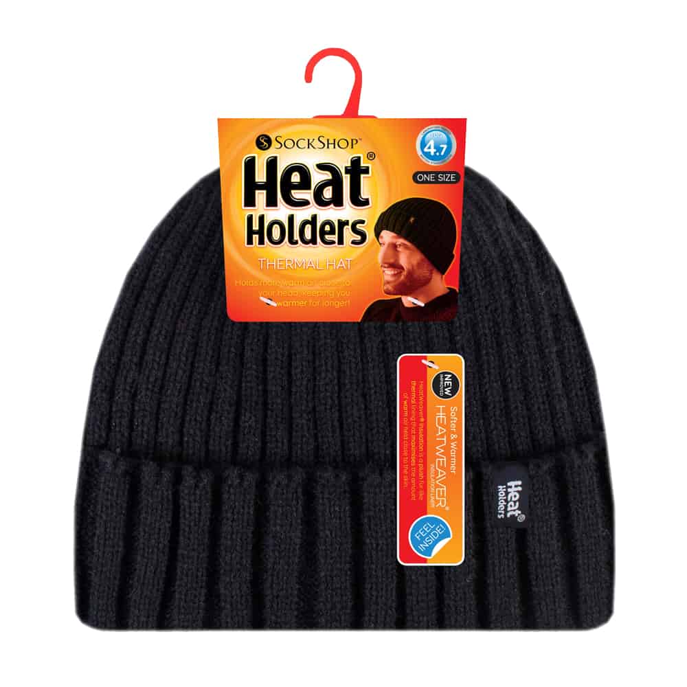 Heat Holders Mens 3.6 tog Fleece fodrad termisk Turn Over Cuff Winter Beanie Hat mössor herr – bild 2