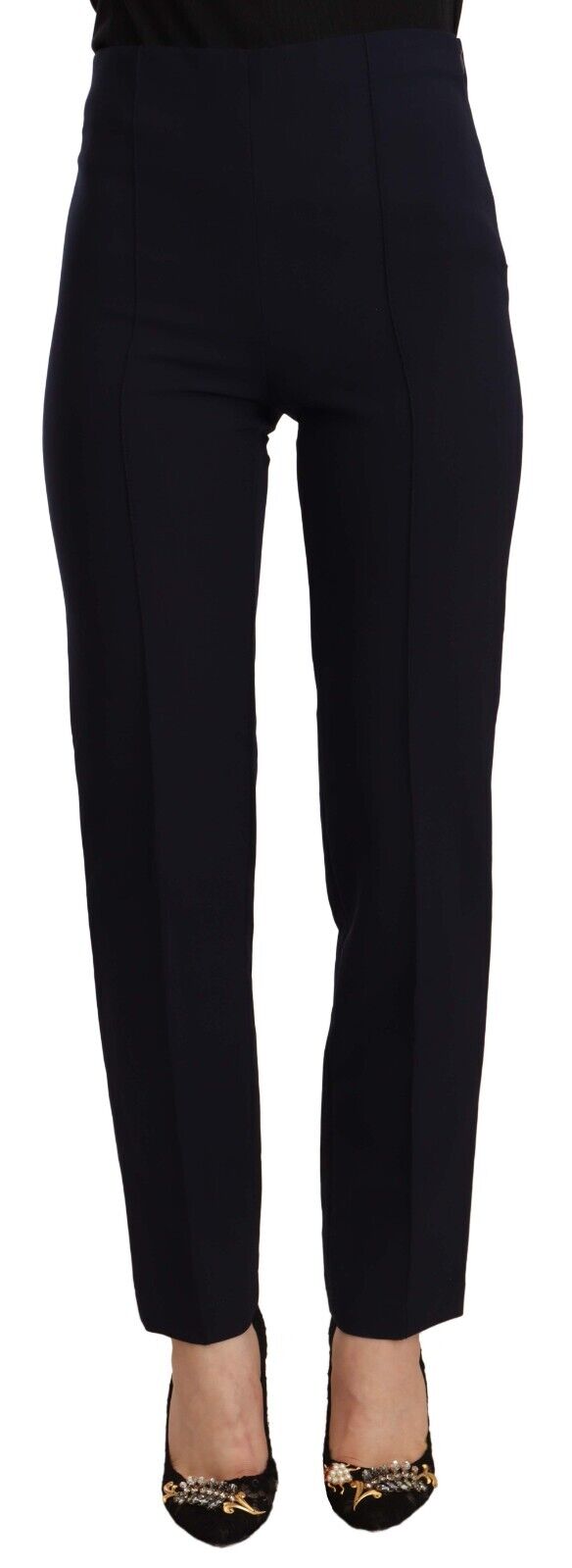 AGLINI Schwarze Hochtaillierte Polyester Damen Gerade Hosen