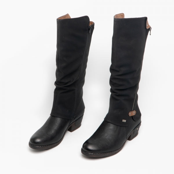 Rieker 93655-00 Womens Knee High Boots Black – Size UK 6