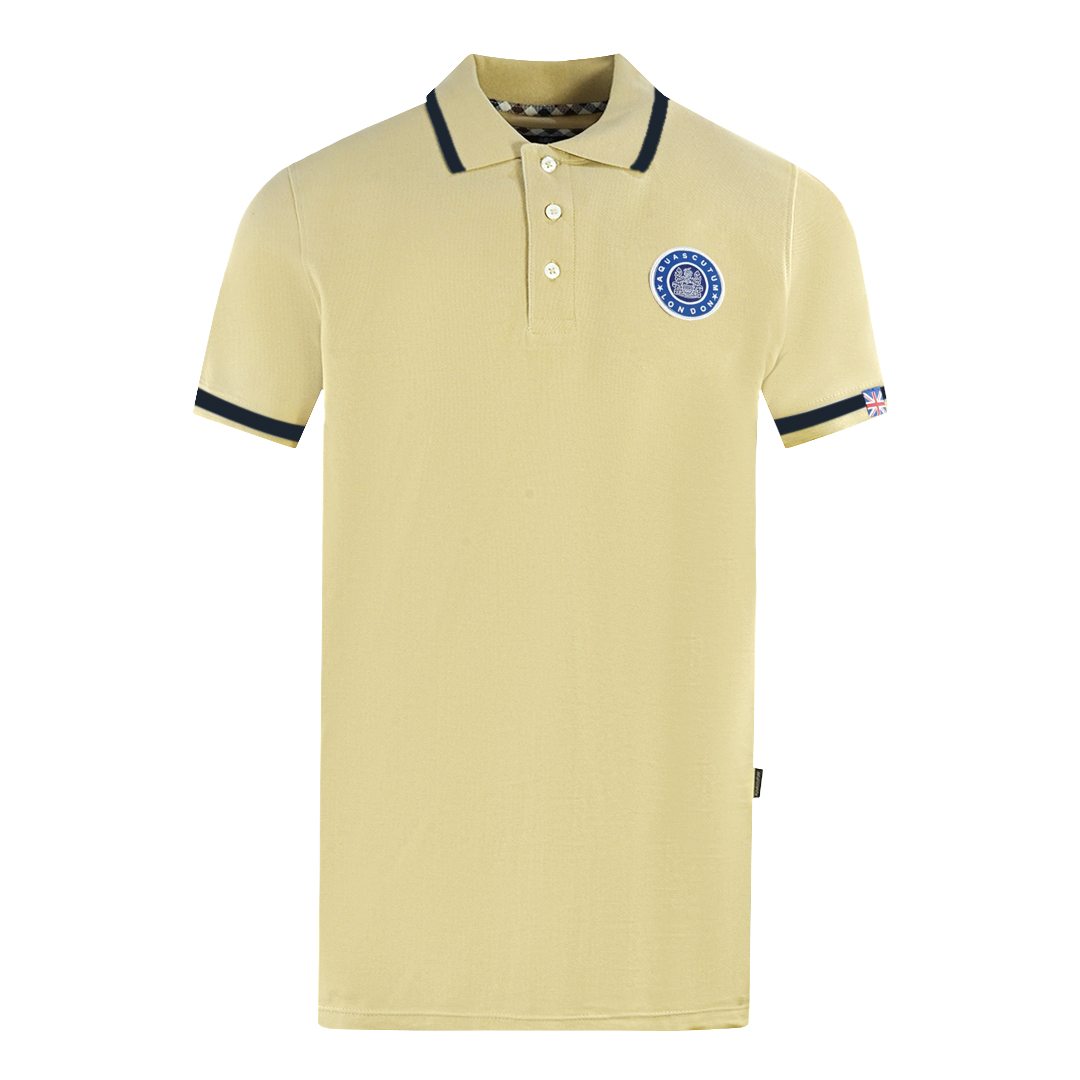 Thumbnail - Aquascutum London Gesticktes Abzeichen Beige Polo-Shirt