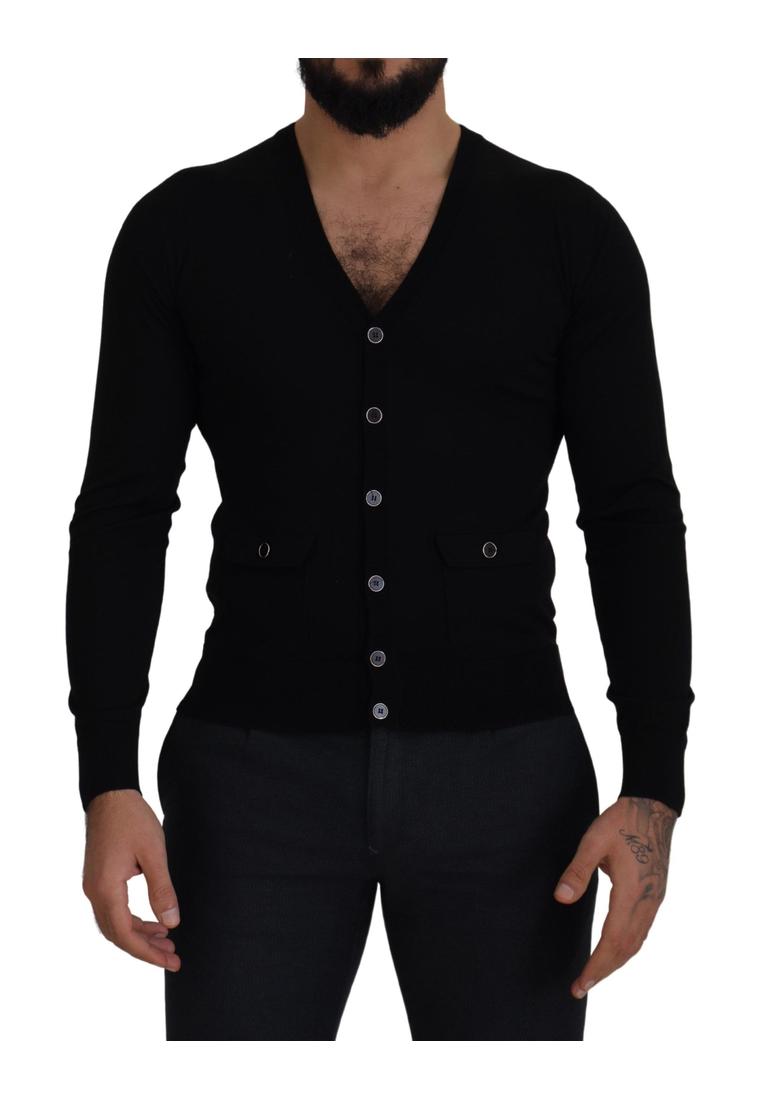 Dolce & Gabbana Mens Black Wool Button Down Cardigan Sweater material_wool1 – Size IT 44 (Mens)