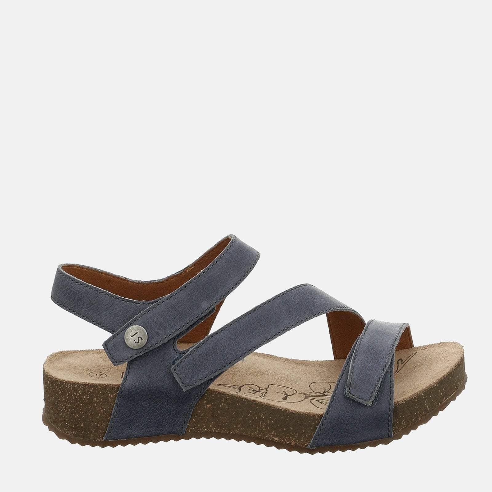 Josef Seibel Tonga 25 Jeans Navy Blå Läder Tåpost Sandal för Damer – bild 2