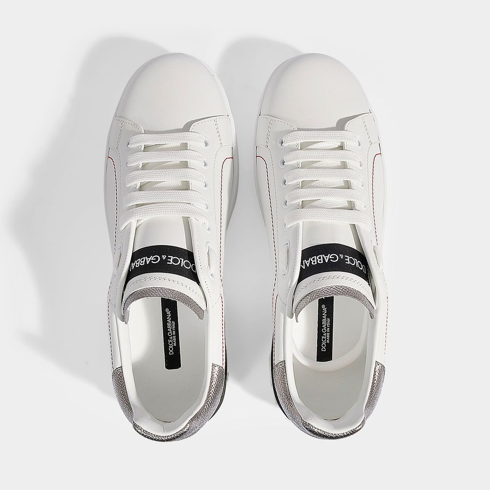 Dolce&Gabbana Portofino Sneakers Vit/Silver Läder dam – bild 2