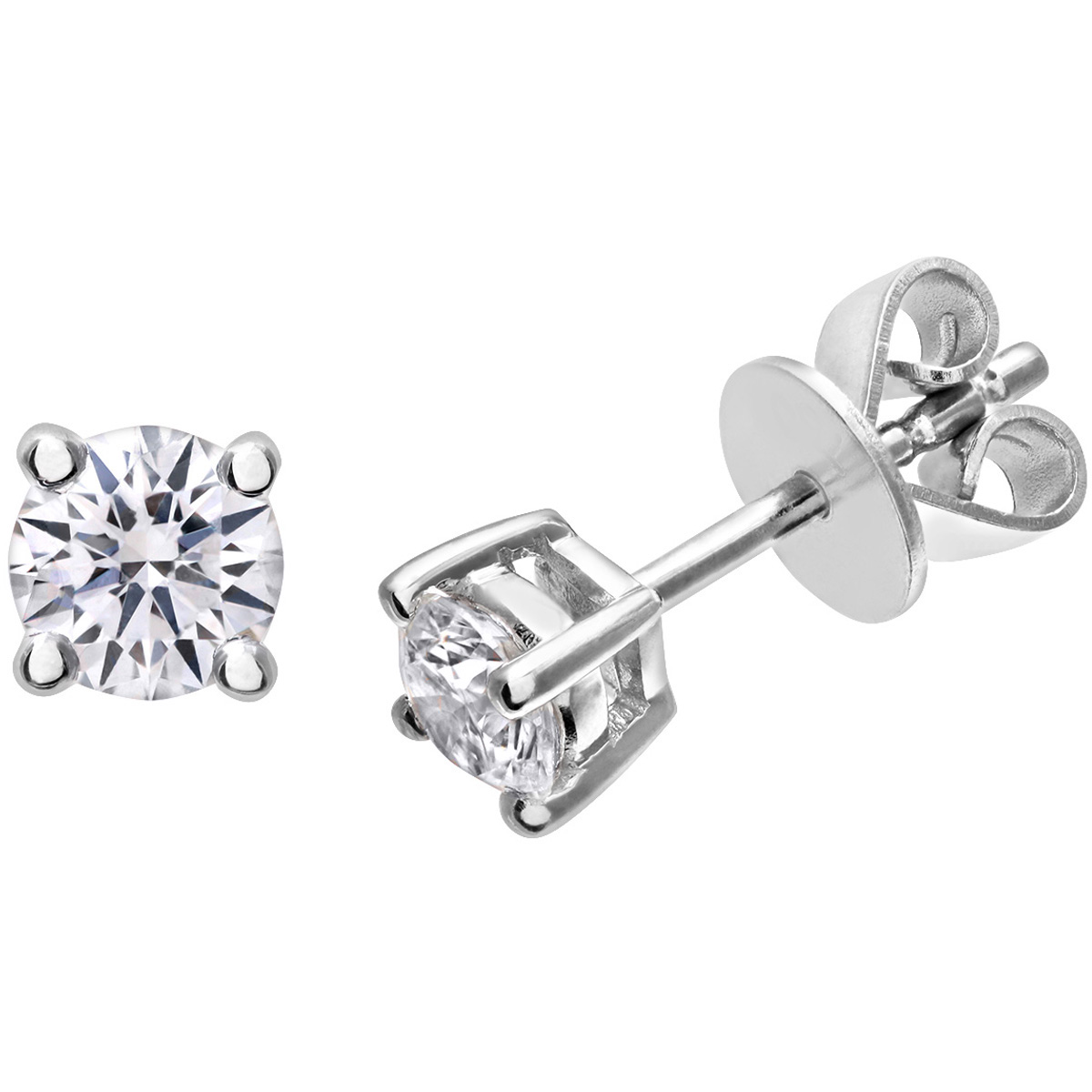 Diamant L’Eternel Womens Diamond Stud Earrings, 18ct White Gold IJ/I Round Brilliant Certified 0.50ct Weight – One Size