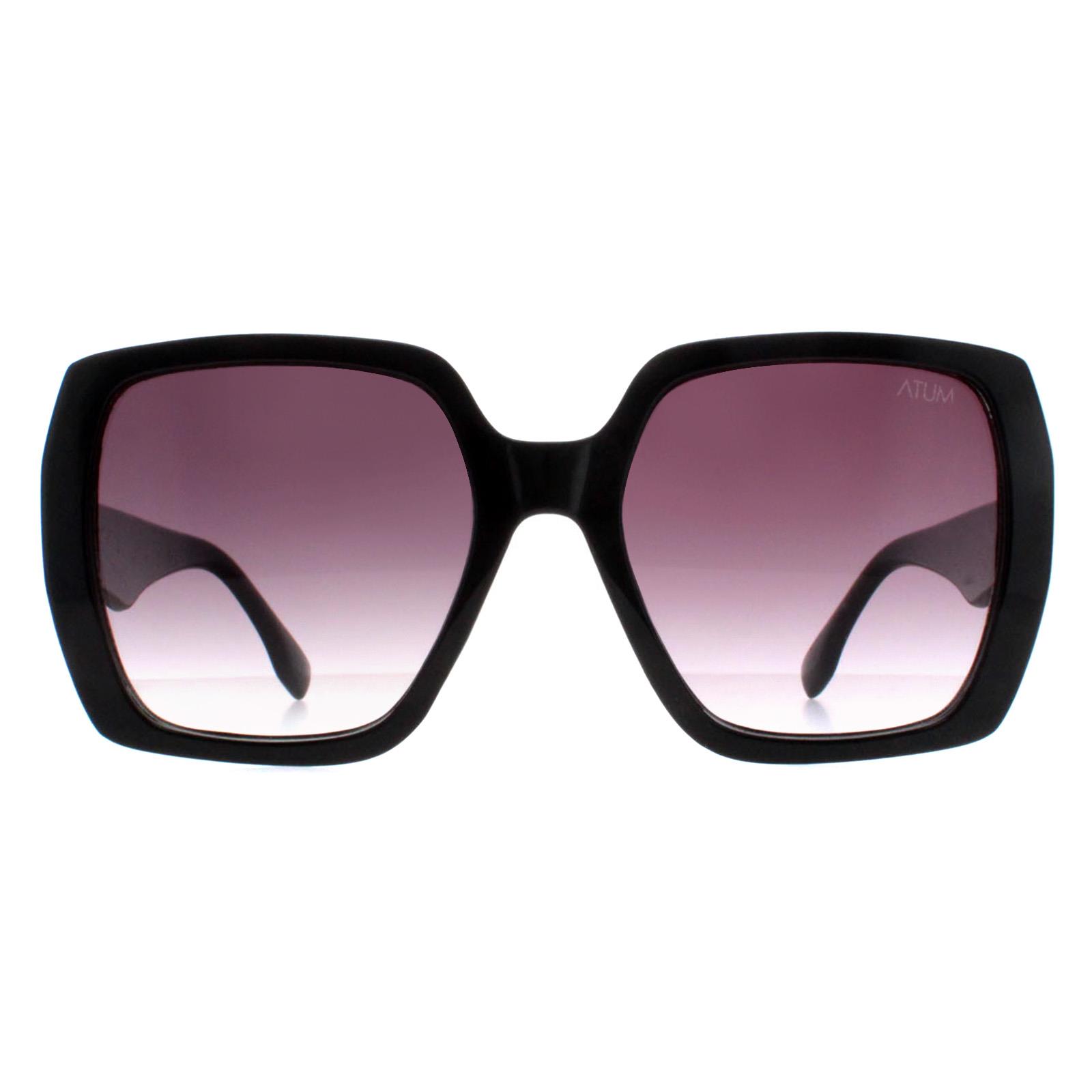 Thumbnail - Atum Zouk C1 glänzende schwarze rauchgraue Sonnenbrille mit Farbverlauf