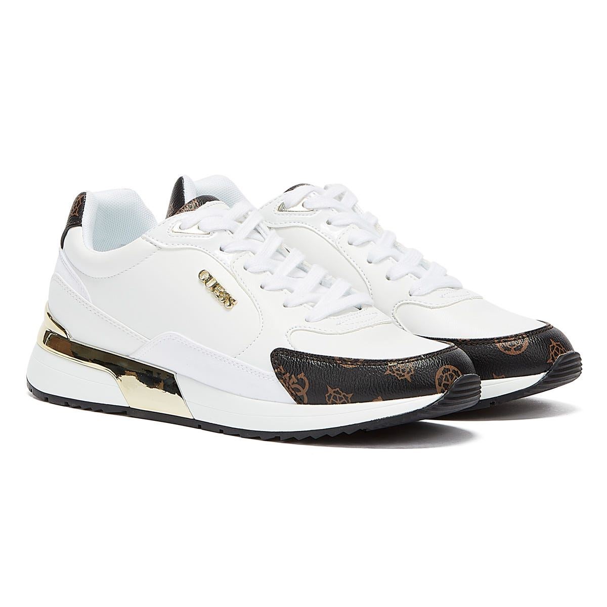 Thumbnail - GUESS Moxea Womens Weiß / Braun / Ochra Trainer