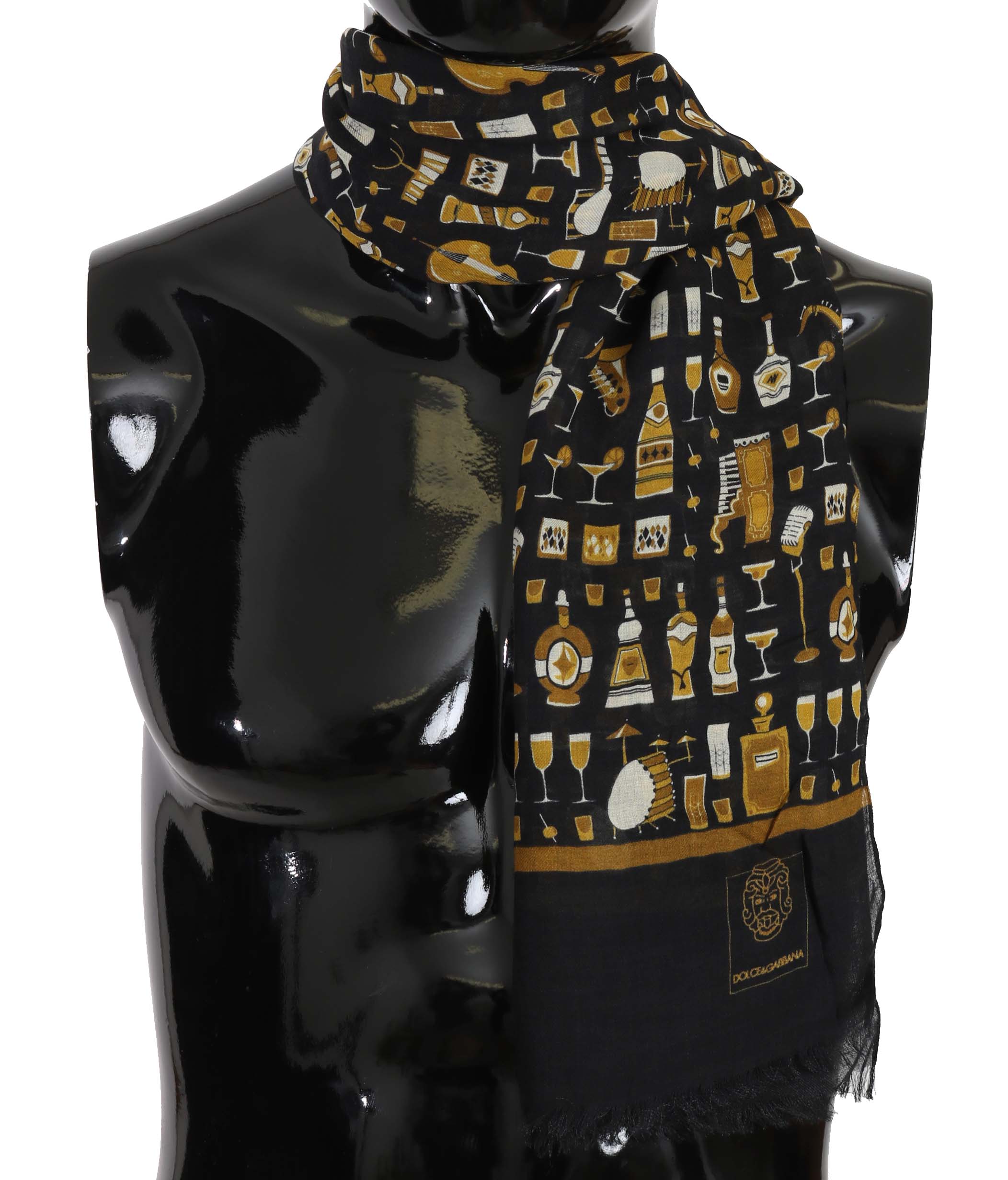 Dolce&Gabbana Modal Cashmere Cocktailtryck Herrsjal – bild 2