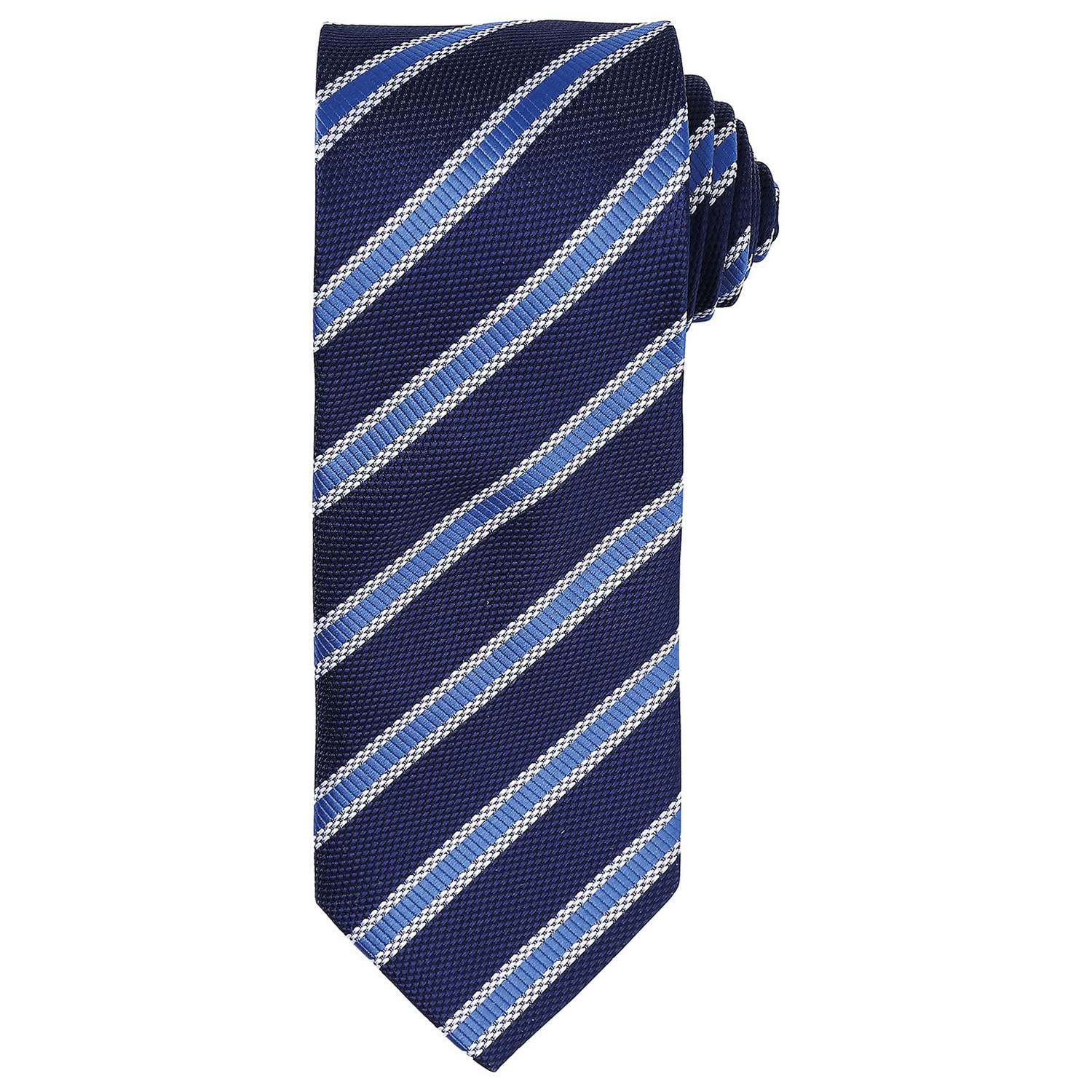 Premier Mens Stripe Waffle Tie (Navy/Royal Blue) - One Size