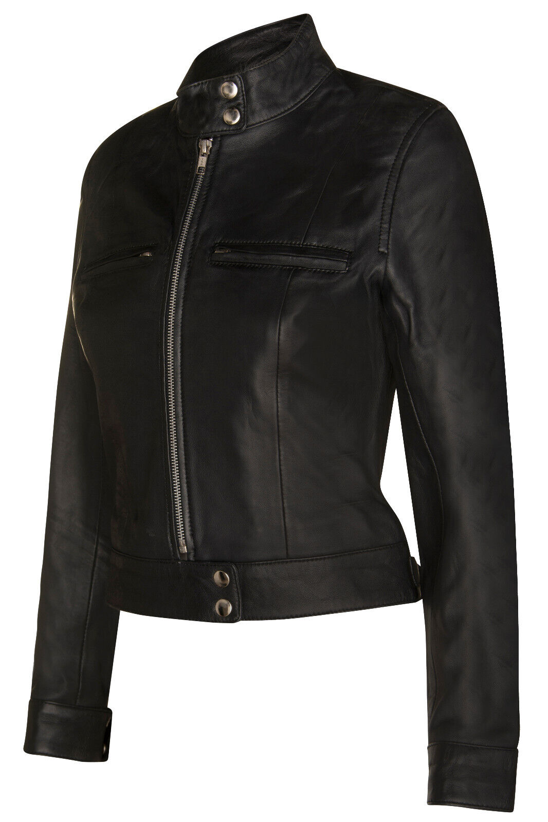 Infinity Leather Moto Bikerjacka i enfärgat läder för damer Braga – bild 2
