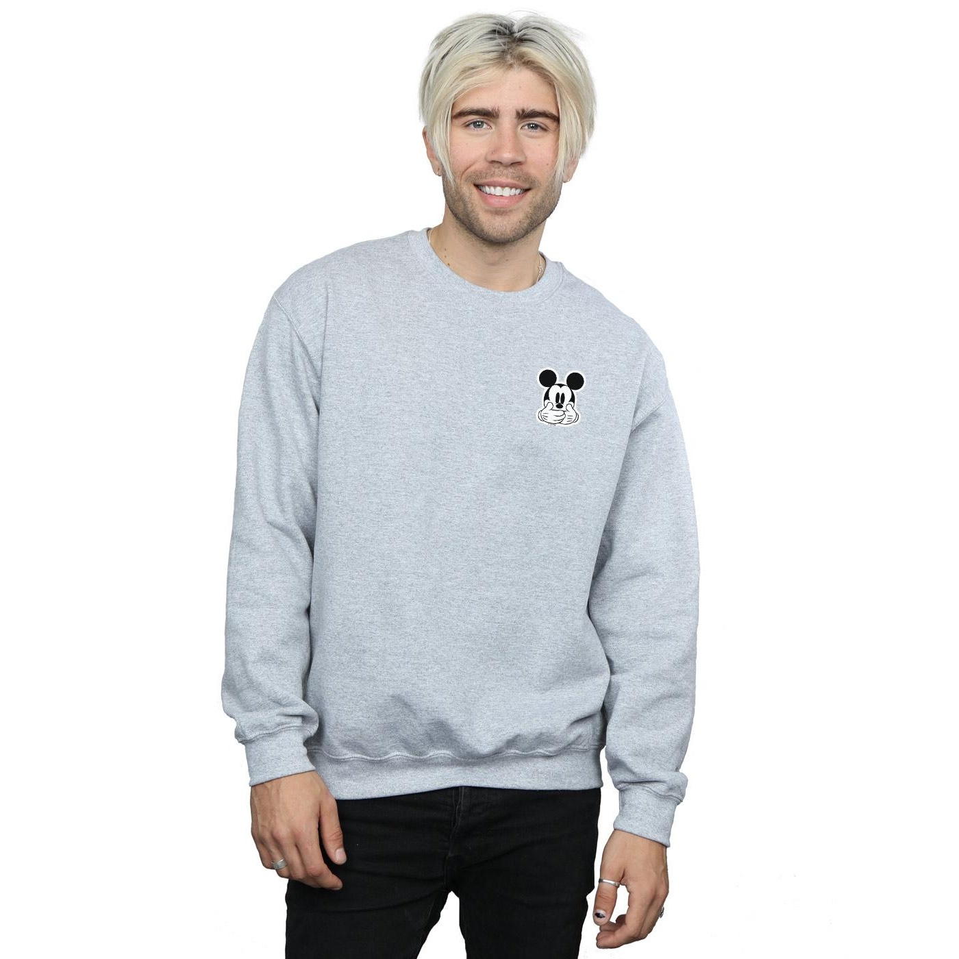 Disney Mens Mickey Mouse Dont Speak Breast Print Sweatshirt (Sports Grey) herr – bild 2