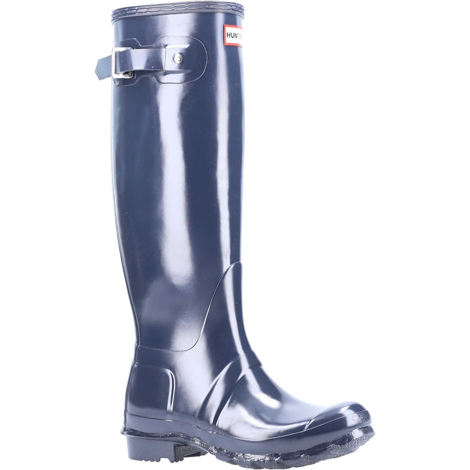 Hunter Womens Original Tall Gloss Wellington Boots – Navy – Size UK 7