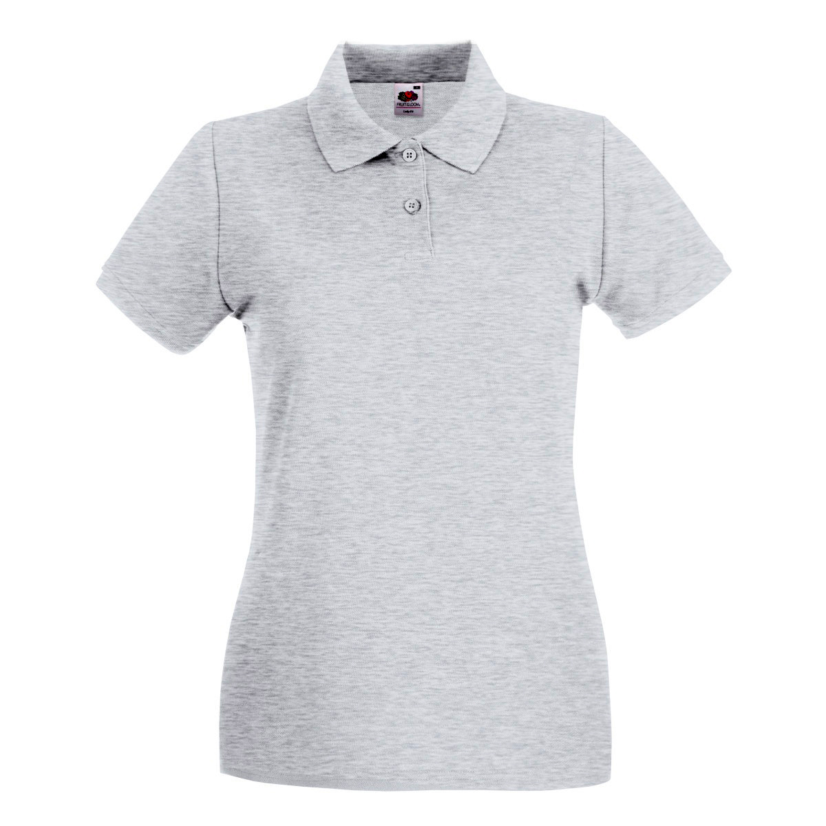 Thumbnail - Fruit Of The Loom Damen Lady-Fit Premium Kurzarm-Poloshirt (Heather Grey)