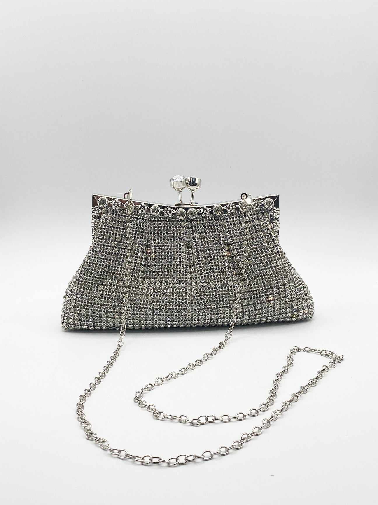 Svnx Women's Silver Crystal Clutch Bag In - Image 3