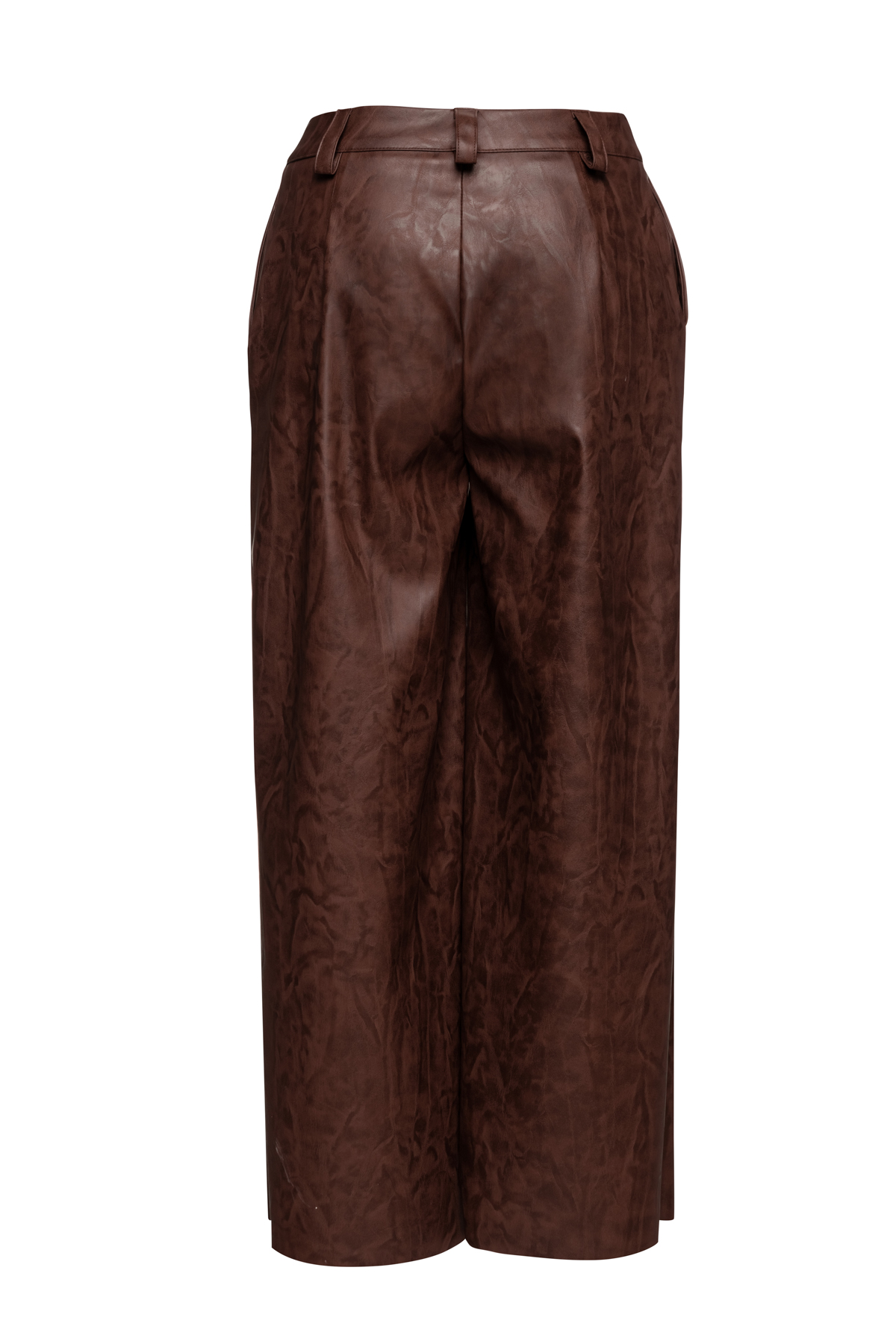 Conquista Chocolat Brown Faux Leather Culottes byxor dam – bild 2