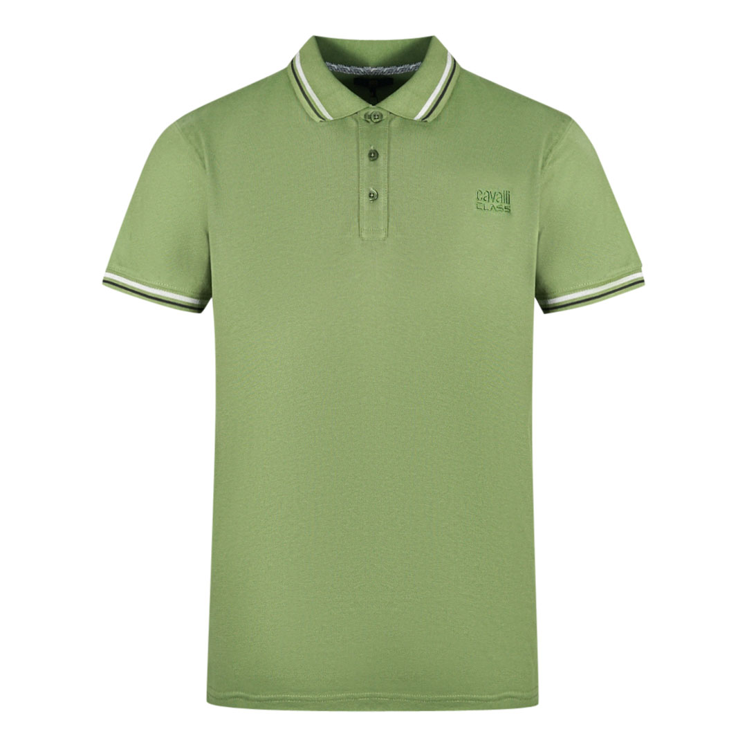 Thumbnail - Cavalli Class Zwillingsspitzkragen Grünes Poloshirt
