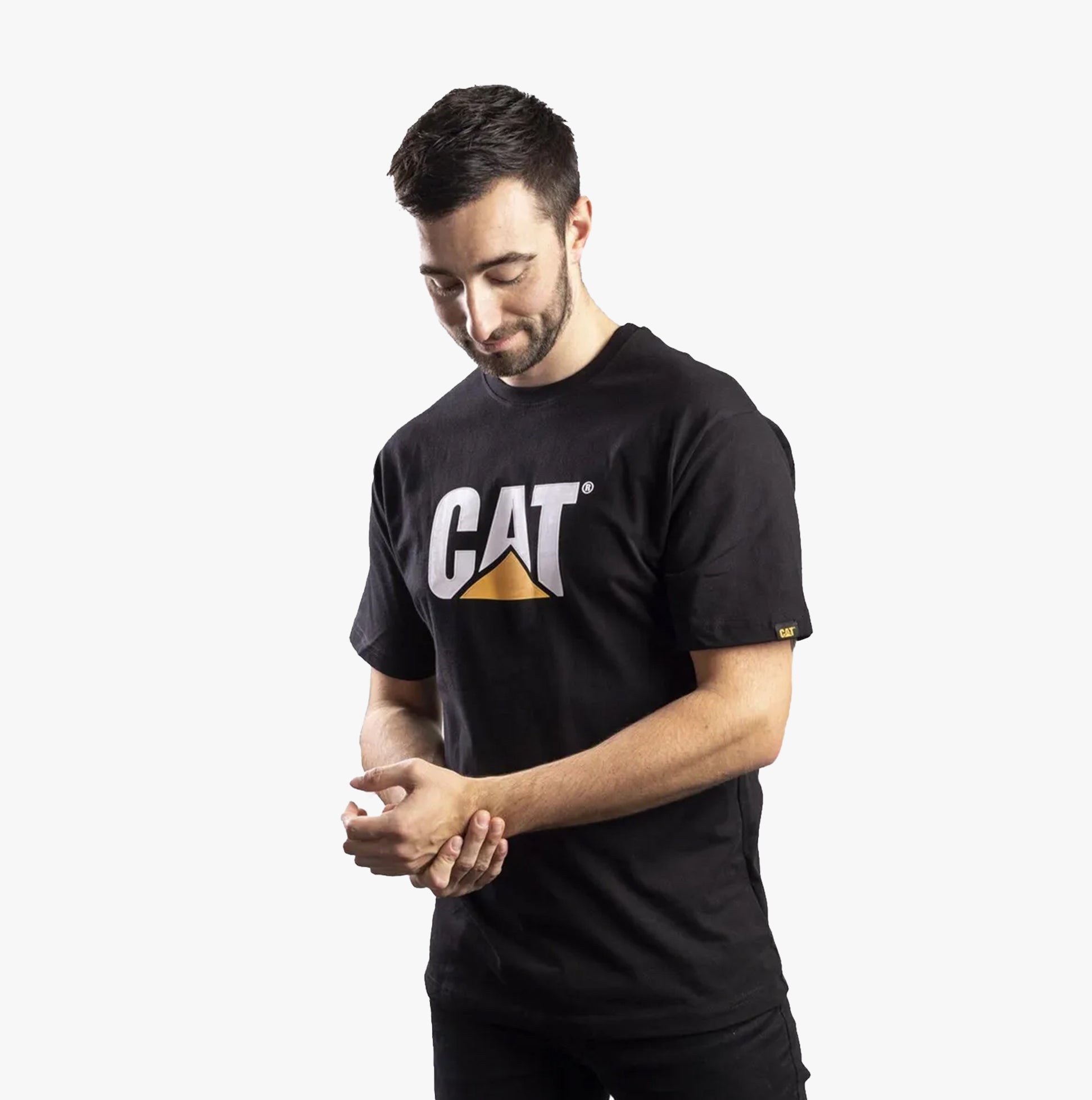 Thumbnail - CAT MARKENLOGO Herren Baumwoll-T-Shirt Schwarz