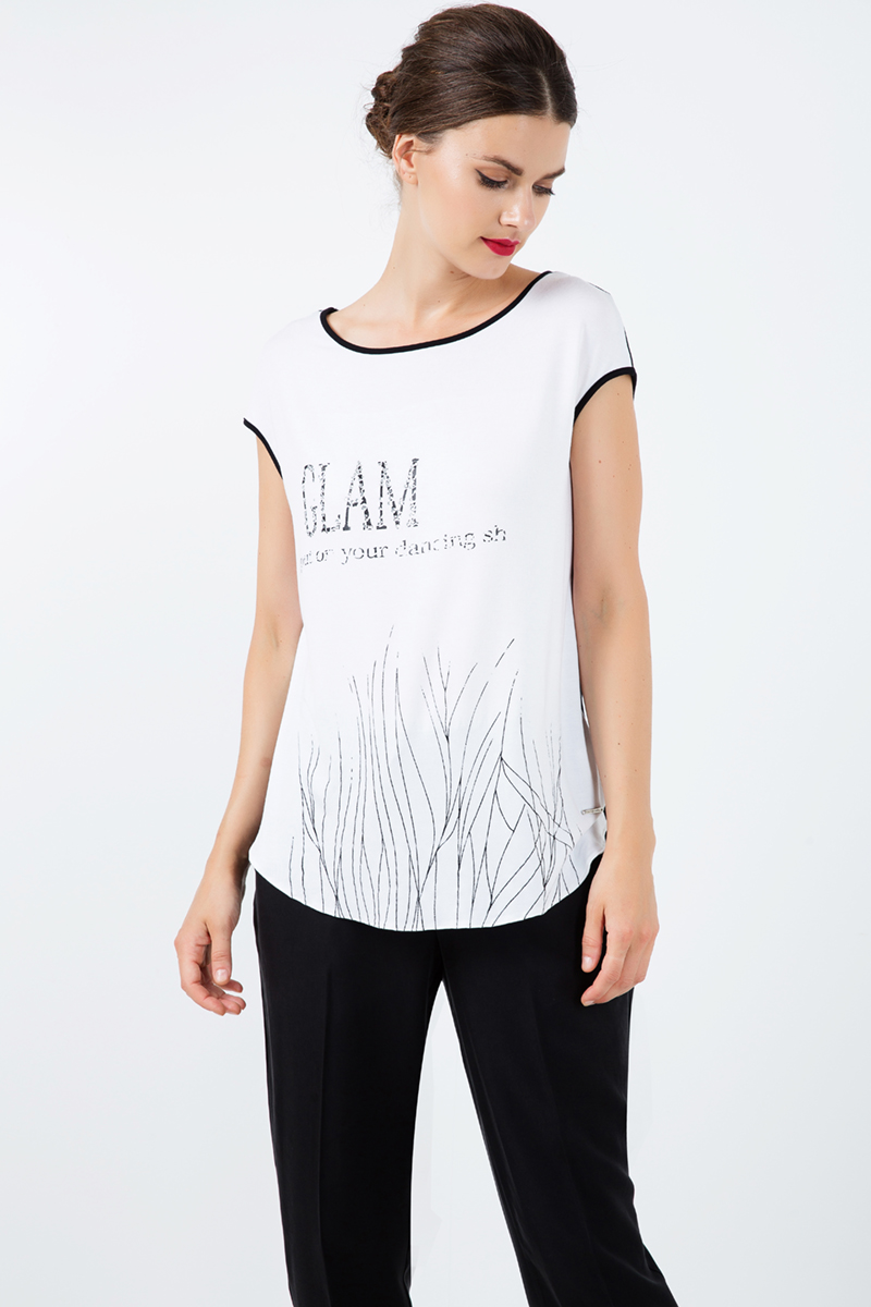 Thumbnail - Ärmelloses Top mit schwarzem Foliendruck