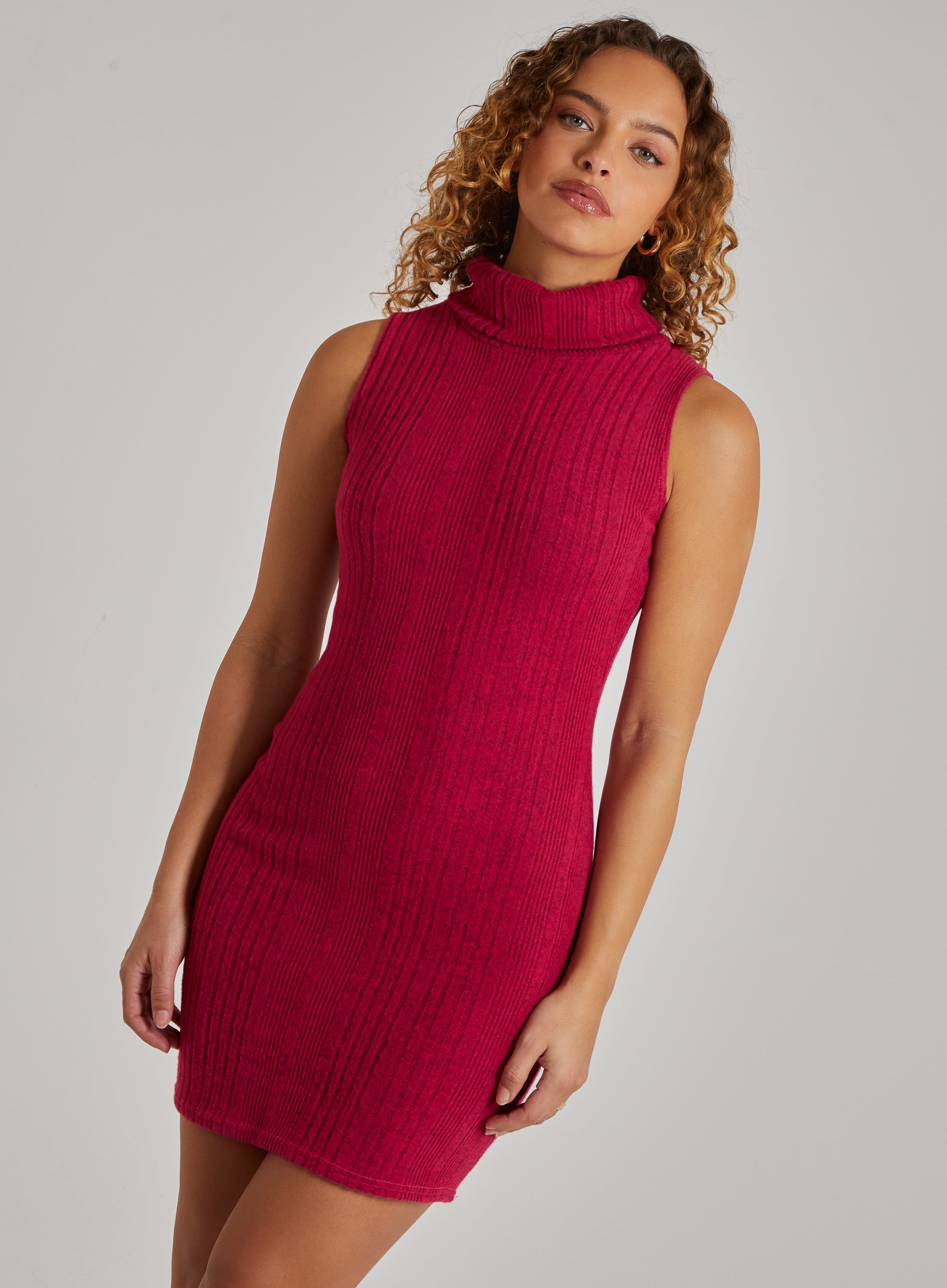 Pink Vanilla Womens Wide Brushed Rib Sleeveless Dress - Size Small
