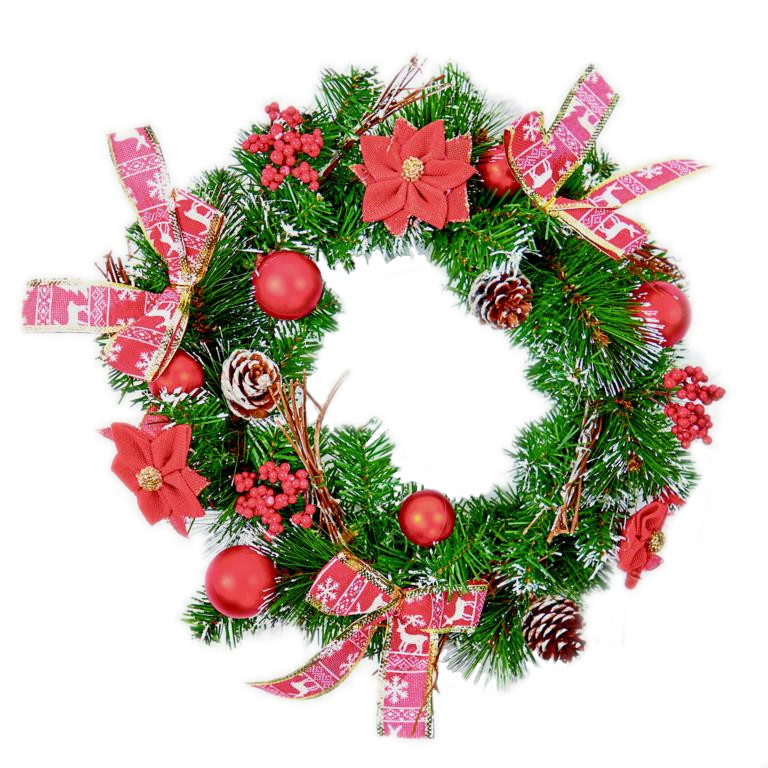 Premier Geklede kerstkrans (Rood)
