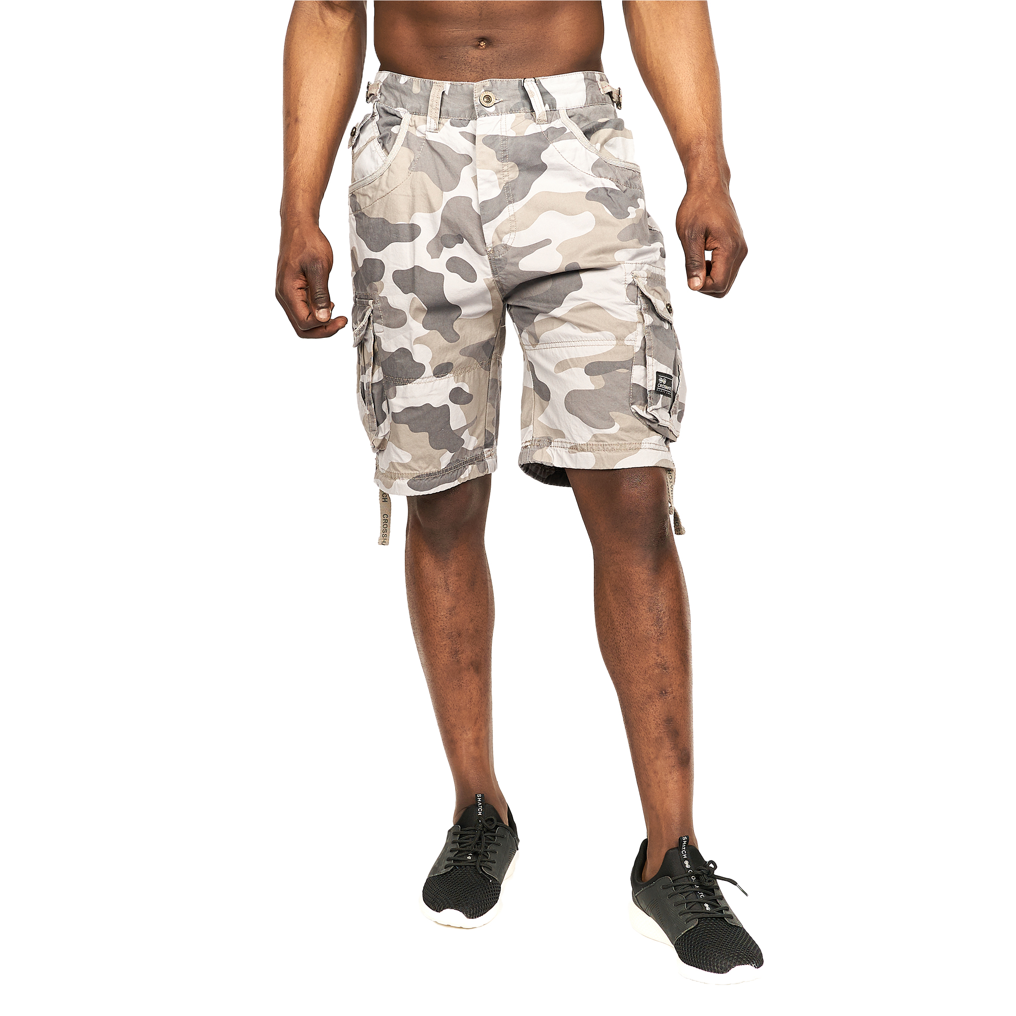 Thumbnail - Crosshatch - "Jimster" Cargo-Shorts für Herren (Holzkohle)