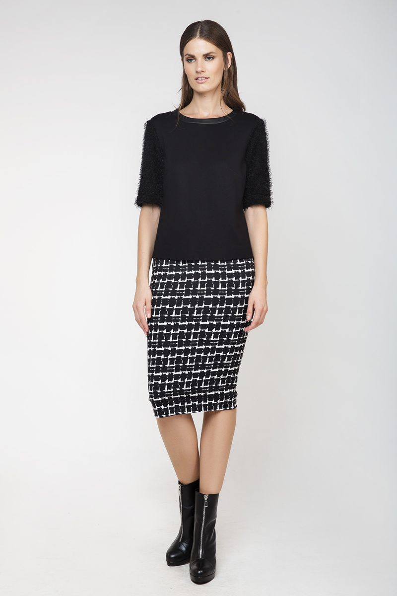 Midi potloodrok met hoge taille