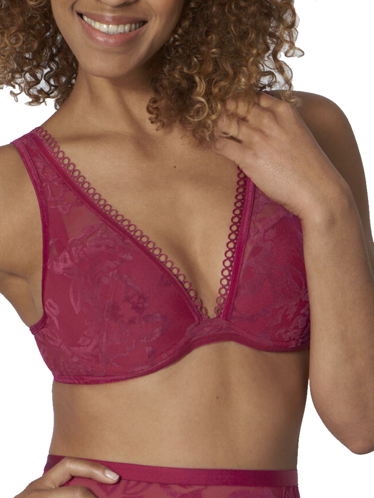 Triumph Womens Velvet Rose Spotlight Padded Bra - Red Polyamide - Size 32F