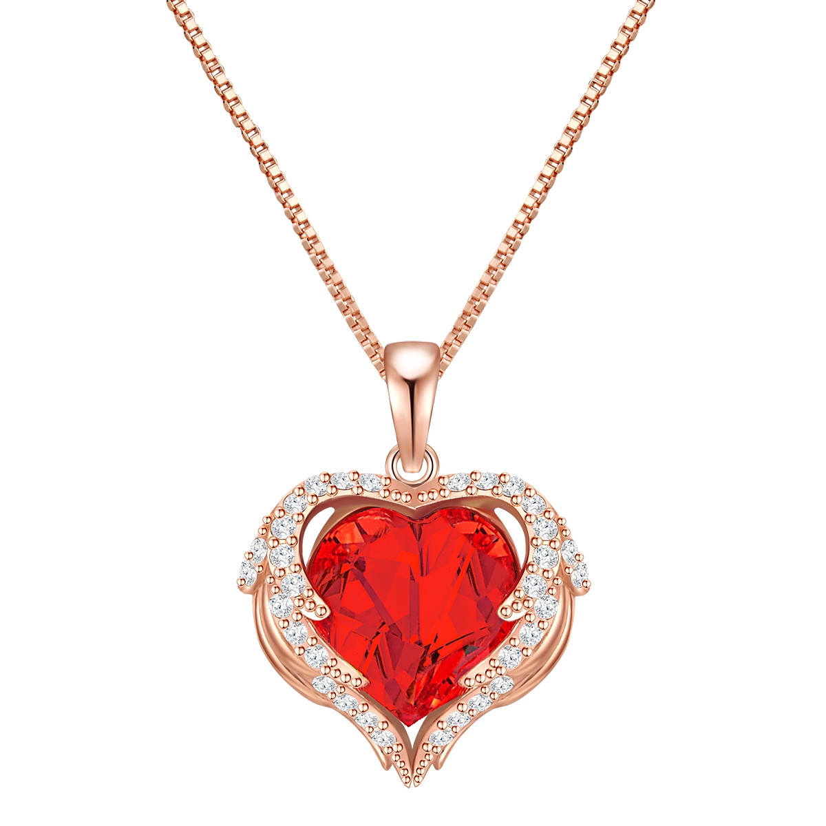 Rafaela Donata Womens Female Embellished With Swarovski Crystals Necklace - Rose Gold Sterling Silver - Size 45cm