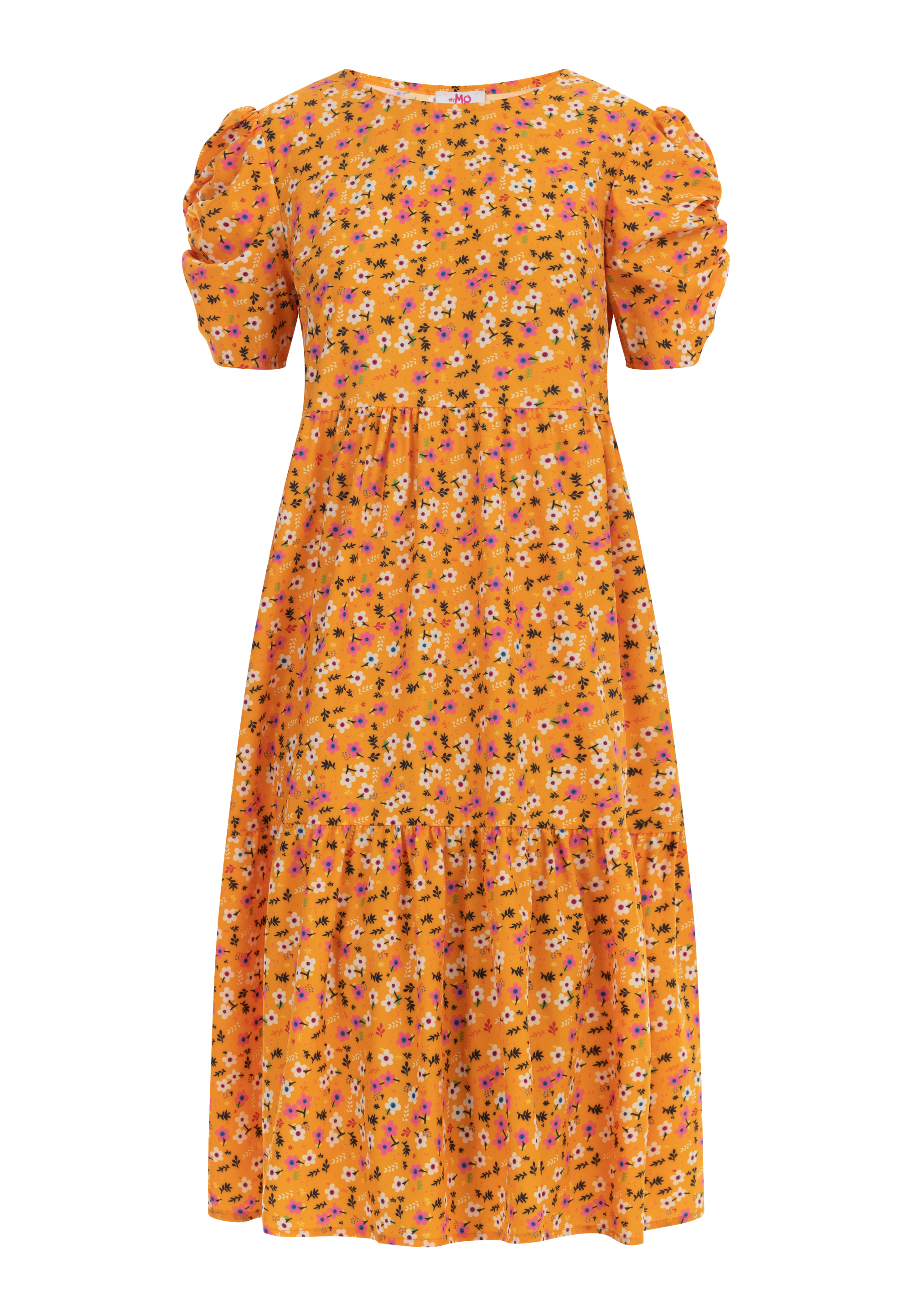 Thumbnail - Mymo Midi-Kurzarmkleid Damen Orange Mehrfarbig