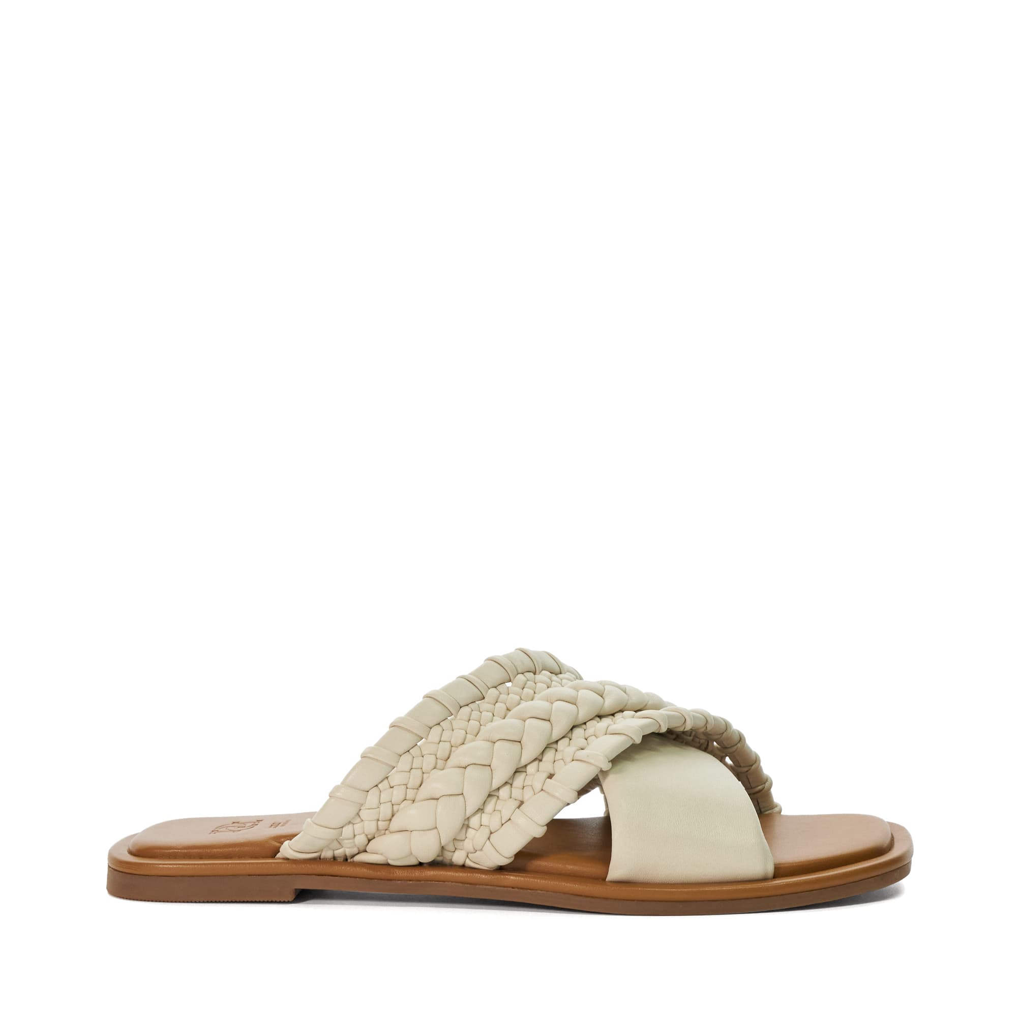 Dune London Womens Ladies Leaves - Flat Leather Cross-Over Sandals - Beige - Size Uk 4