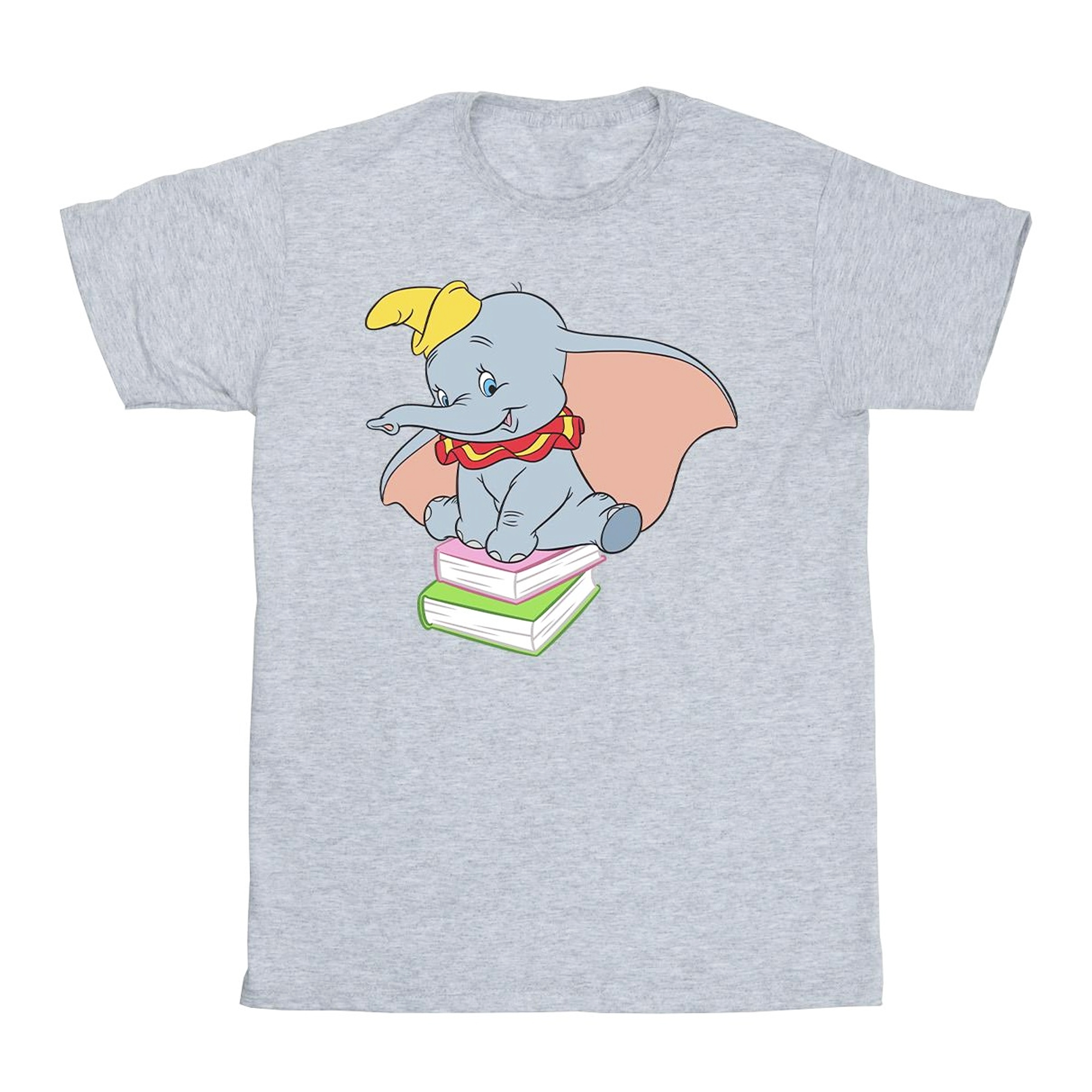 Thumbnail - Disney - "Dumbo Sitting On Books" T-Shirt für Mädchen (Grau)
