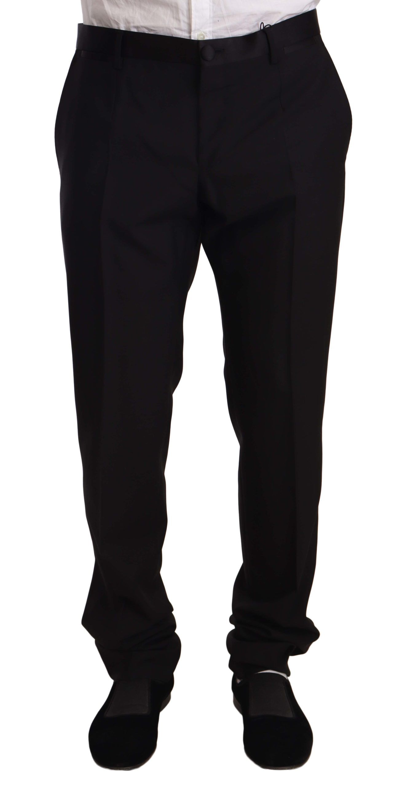 Dolce & Gabbana Mens Wool Formal Tuxedo Trouser Pants - Black - Size IT 56 (Men's)