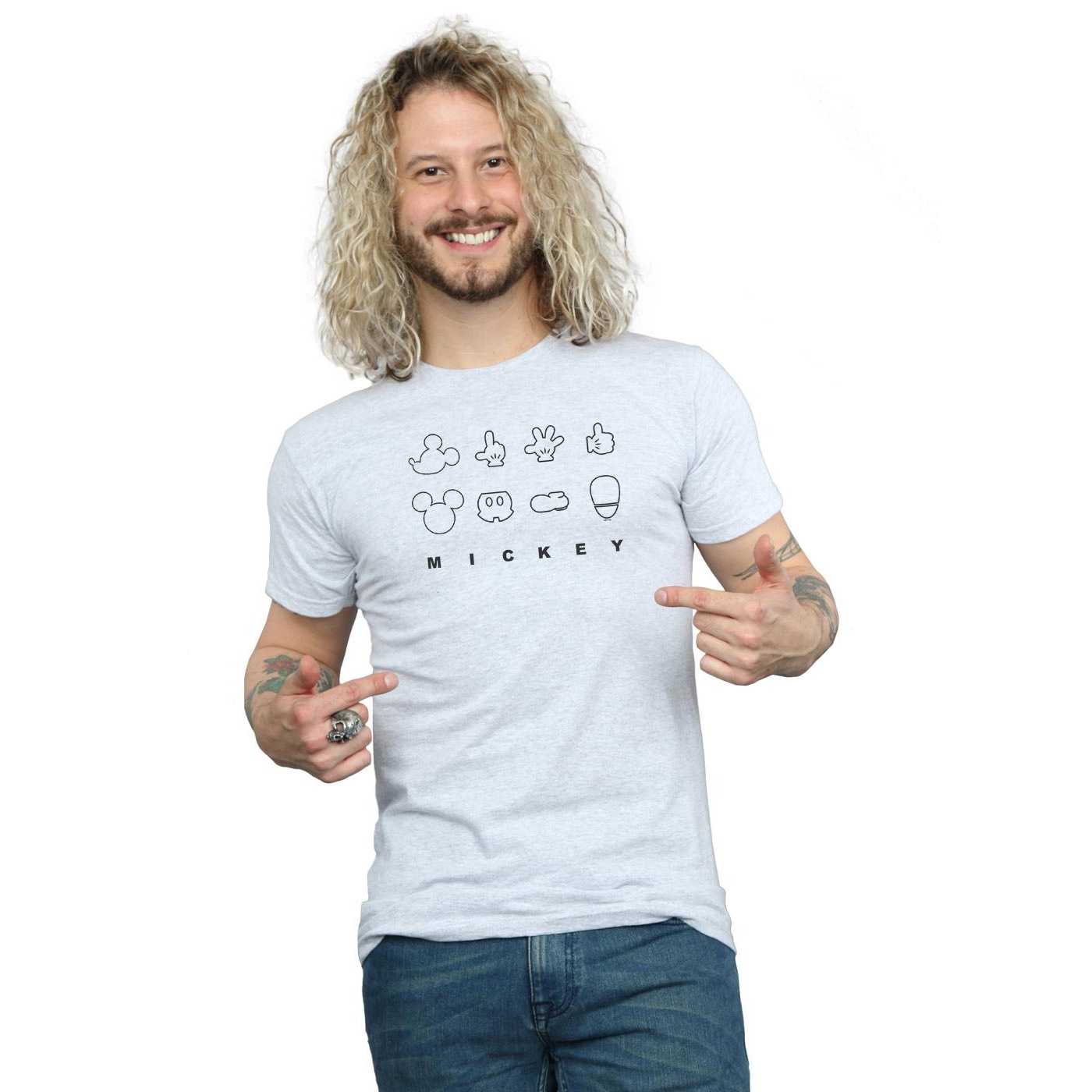 Disney Mens Mickey Mouse Deconstructed T-Shirt (Sports Grey) herr – bild 2