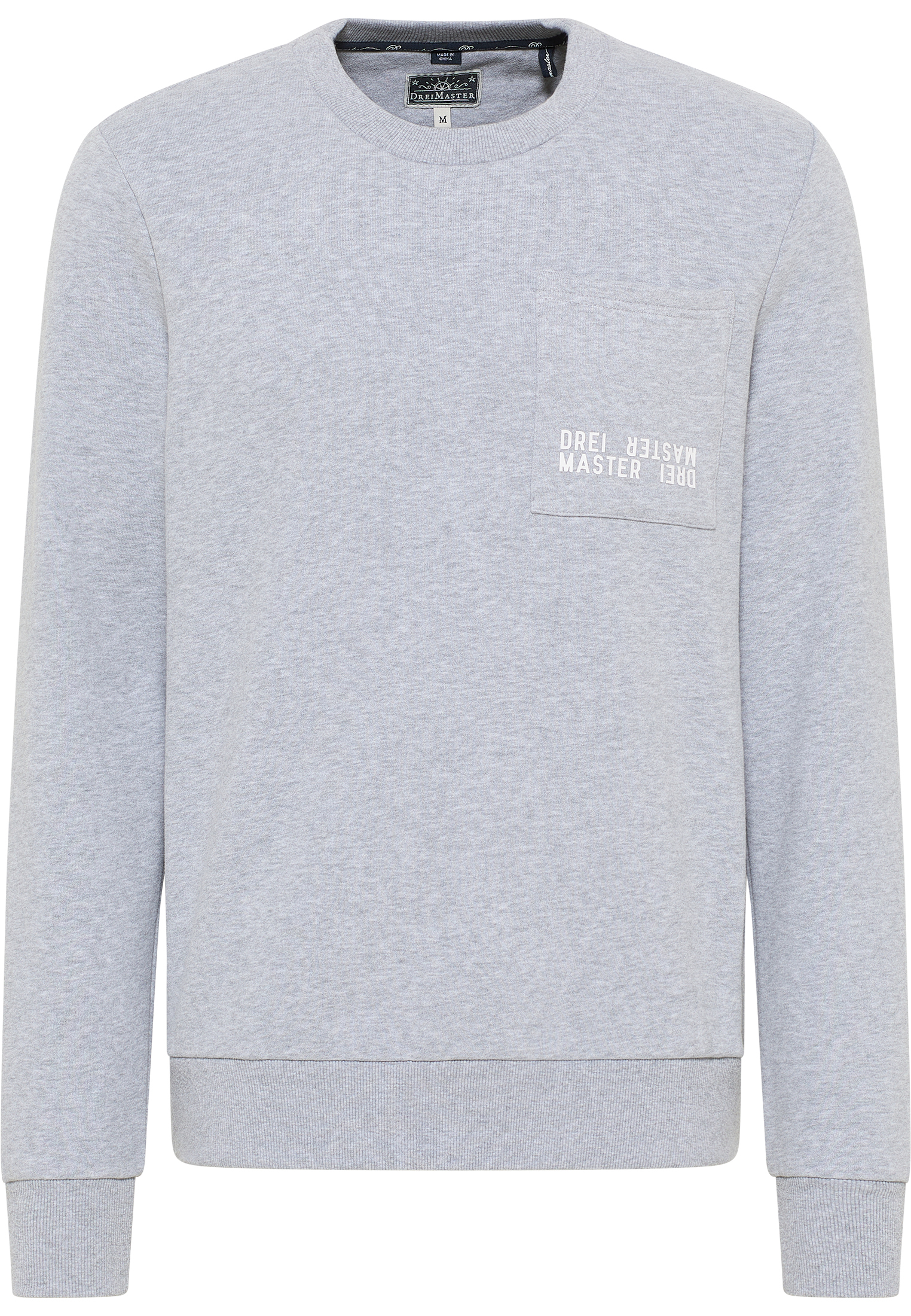 Thumbnail - Dreimaster Sweatshirt mit Rundhals Herren Hellgrau Melange